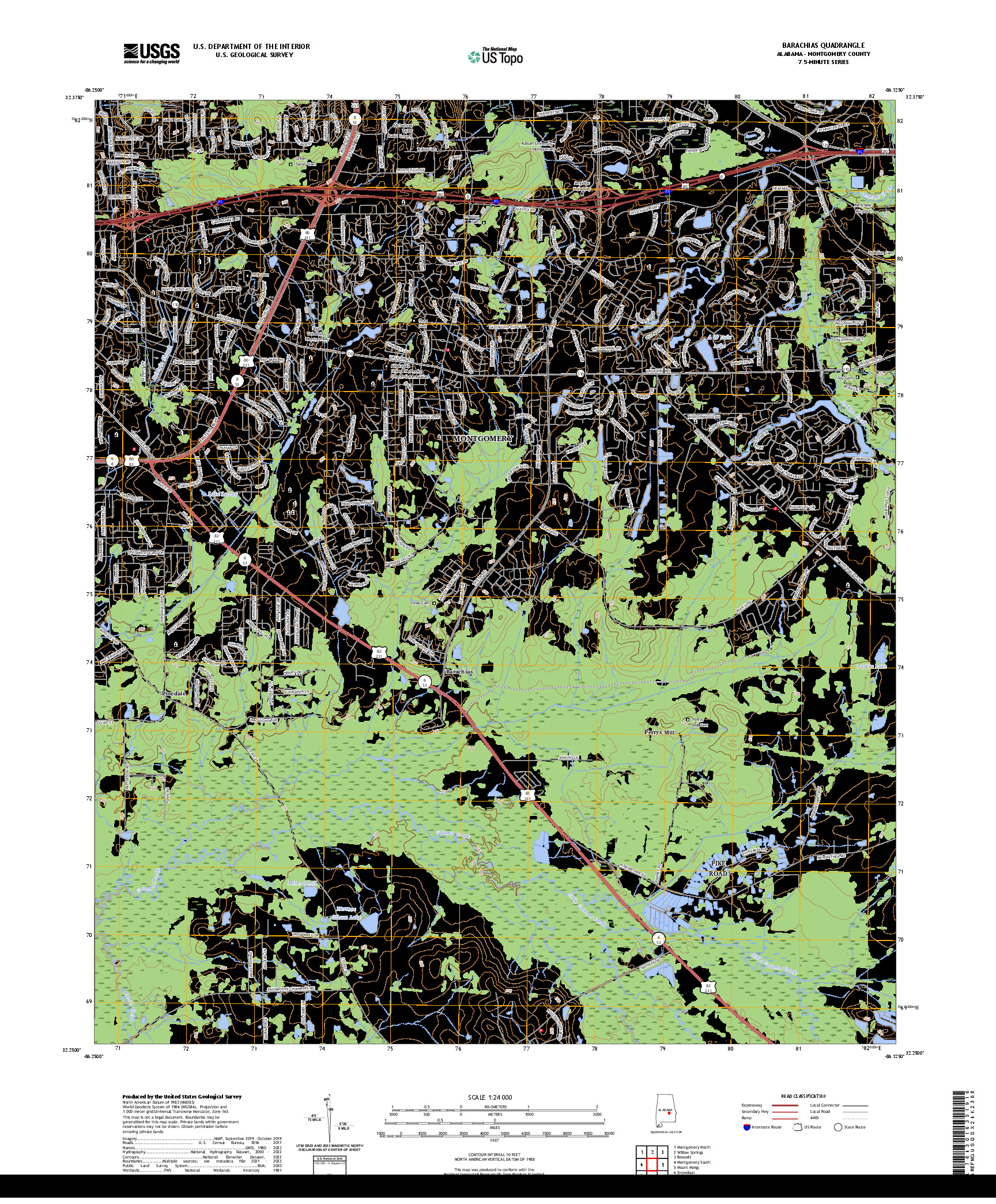 US TOPO 7.5-MINUTE MAP FOR BARACHIAS, AL