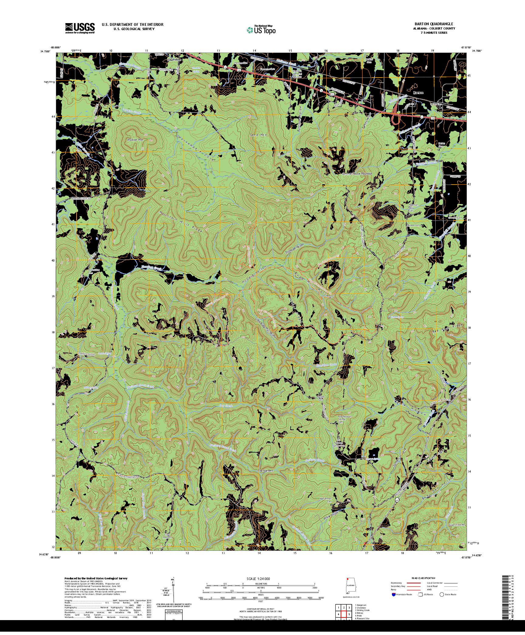 US TOPO 7.5-MINUTE MAP FOR BARTON, AL