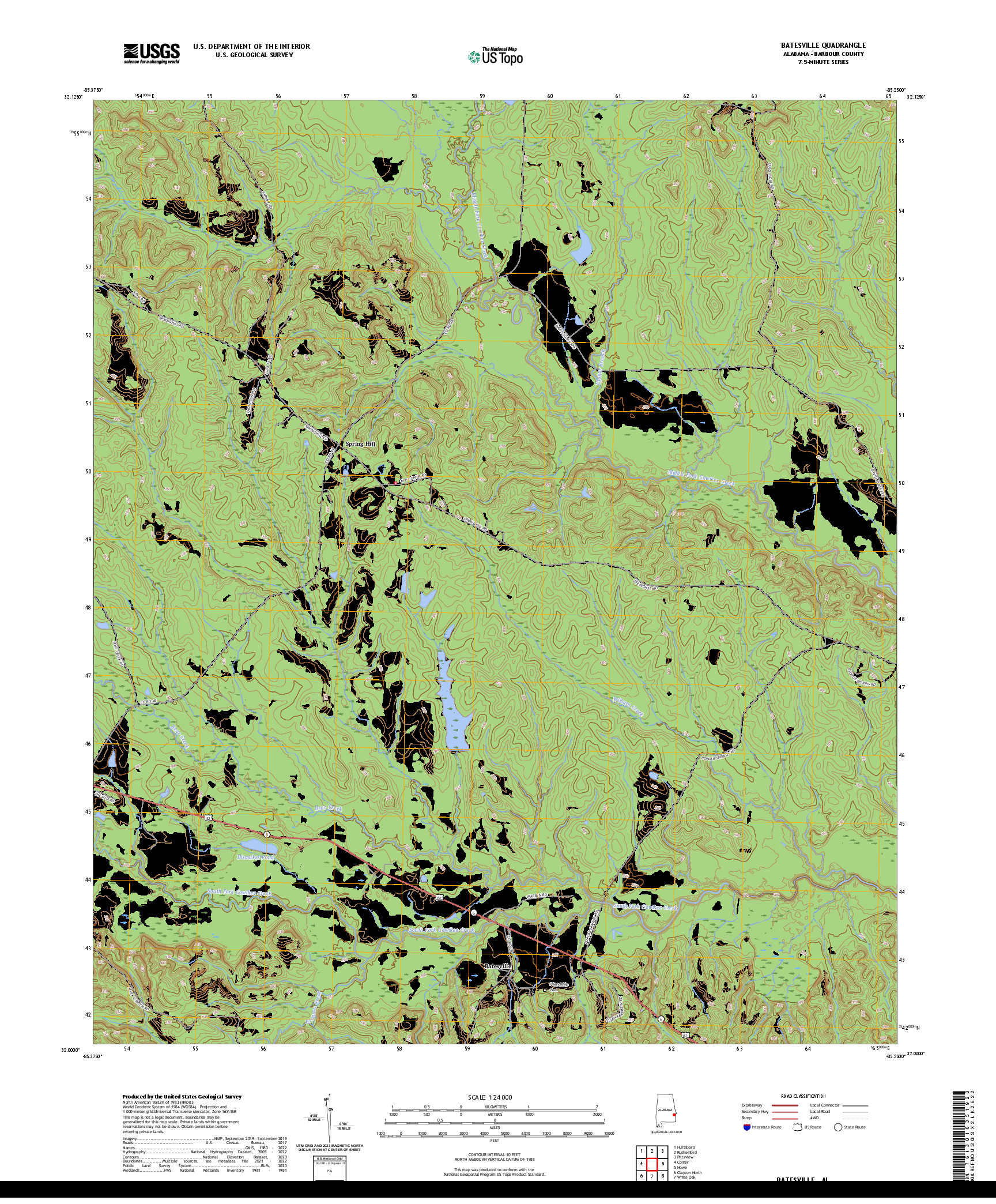 US TOPO 7.5-MINUTE MAP FOR BATESVILLE, AL