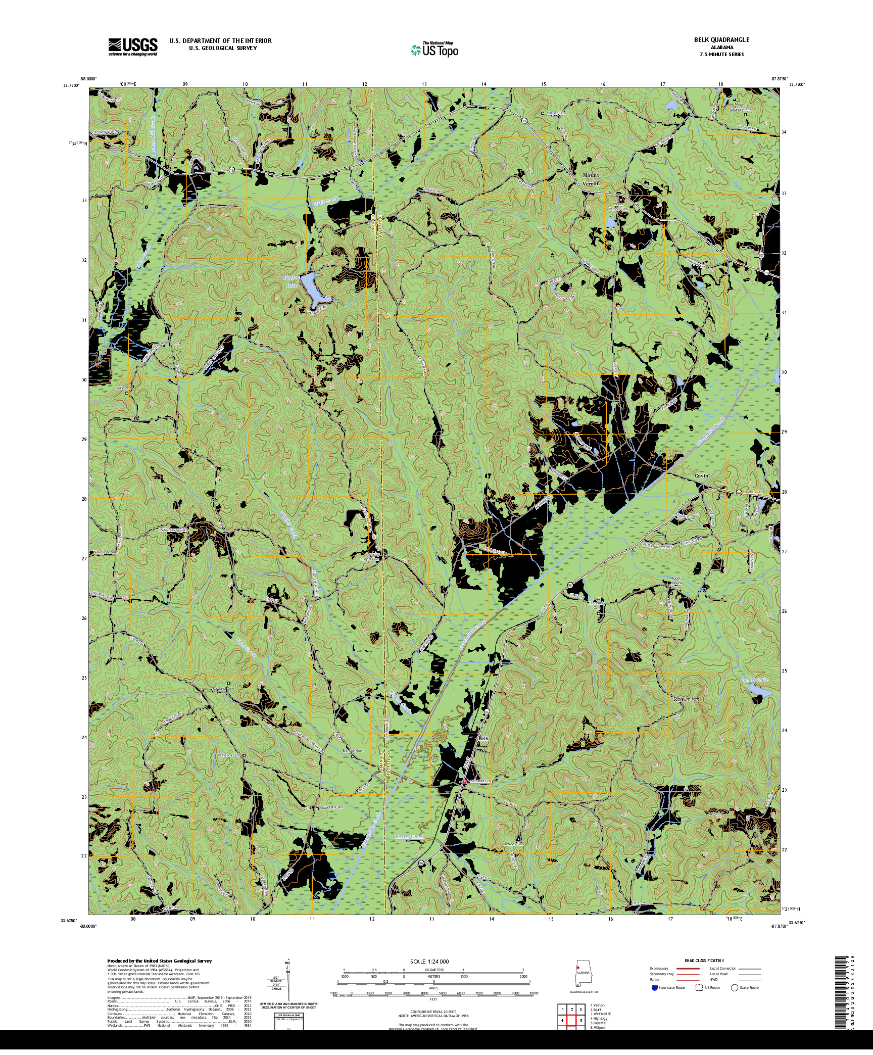 US TOPO 7.5-MINUTE MAP FOR BELK, AL