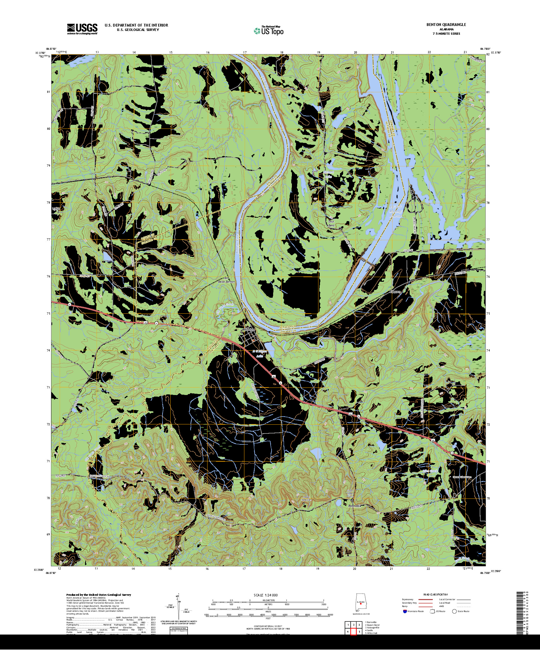 US TOPO 7.5-MINUTE MAP FOR BENTON, AL