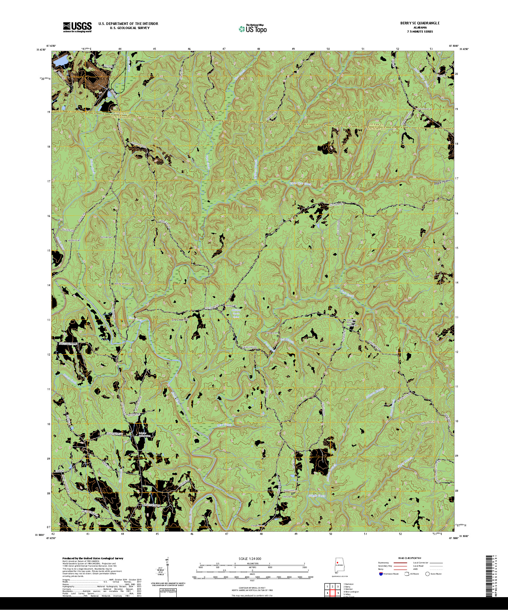 US TOPO 7.5-MINUTE MAP FOR BERRY SE, AL