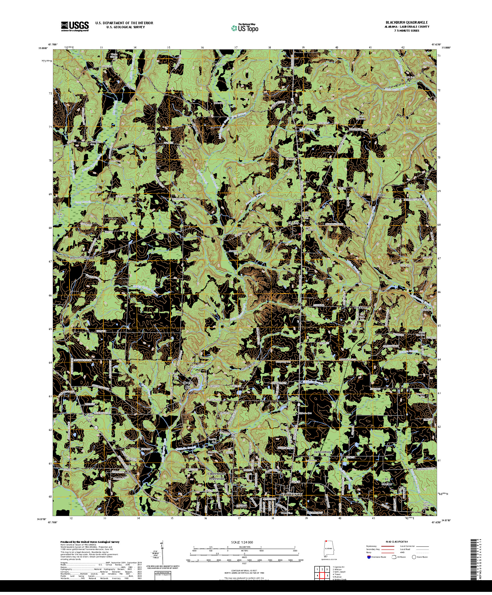 US TOPO 7.5-MINUTE MAP FOR BLACKBURN, AL