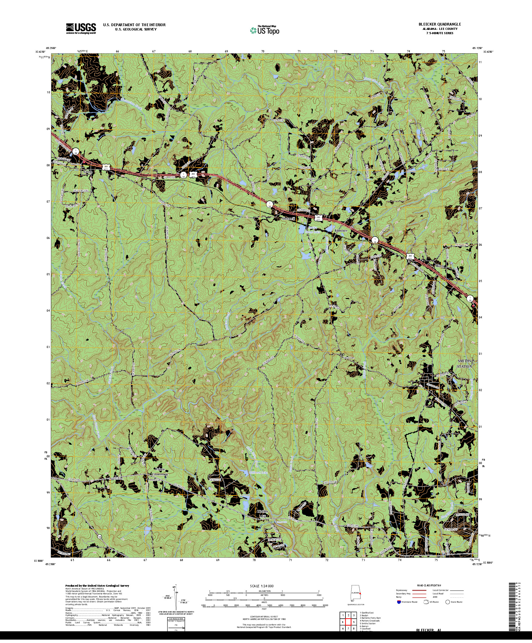 US TOPO 7.5-MINUTE MAP FOR BLEECKER, AL