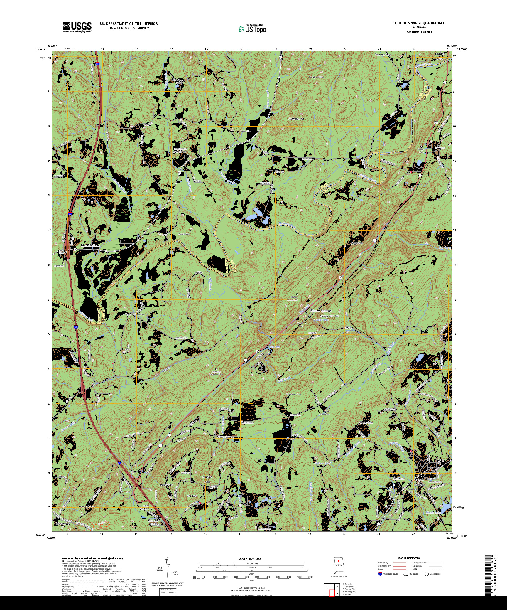 US TOPO 7.5-MINUTE MAP FOR BLOUNT SPRINGS, AL