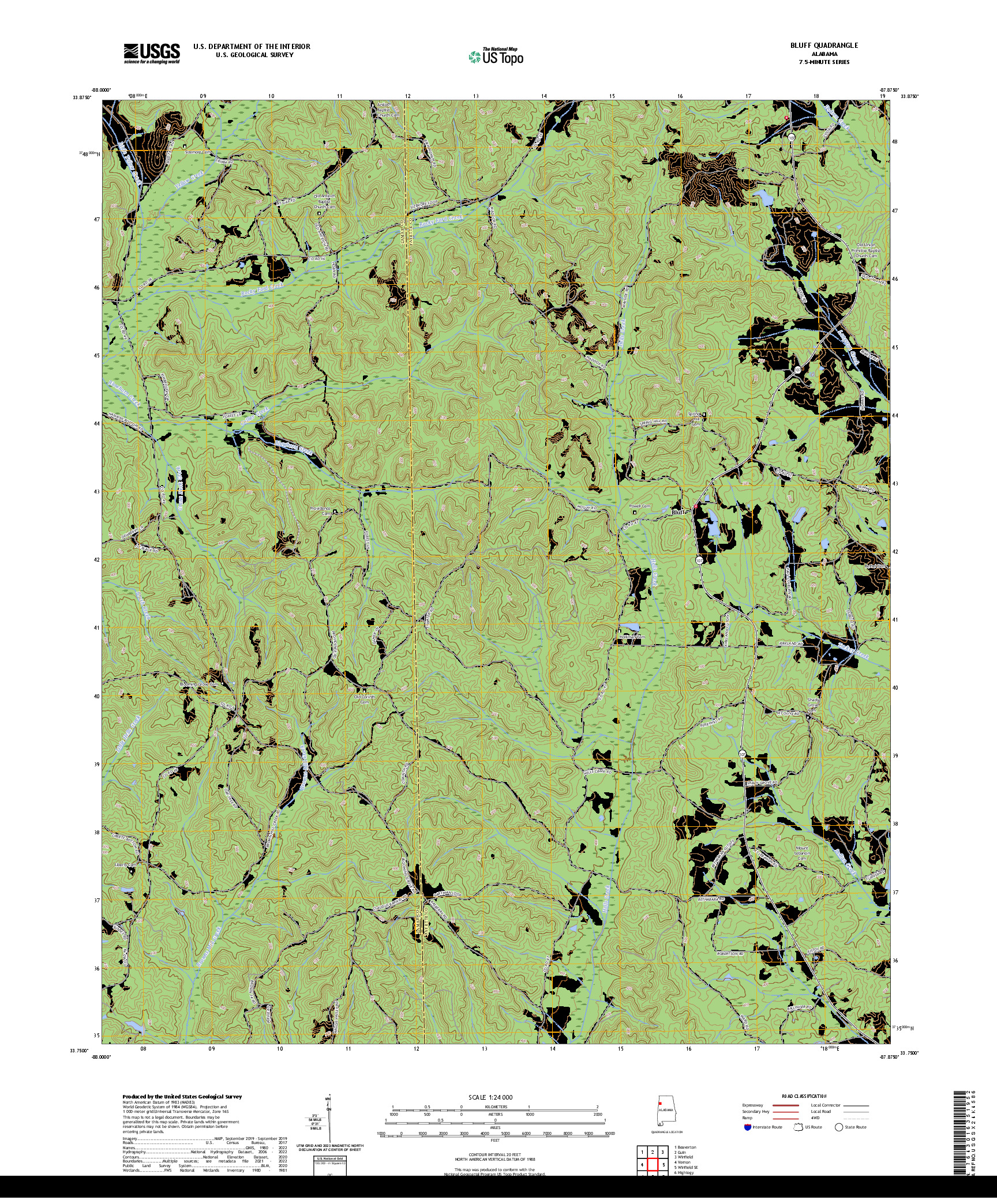 US TOPO 7.5-MINUTE MAP FOR BLUFF, AL