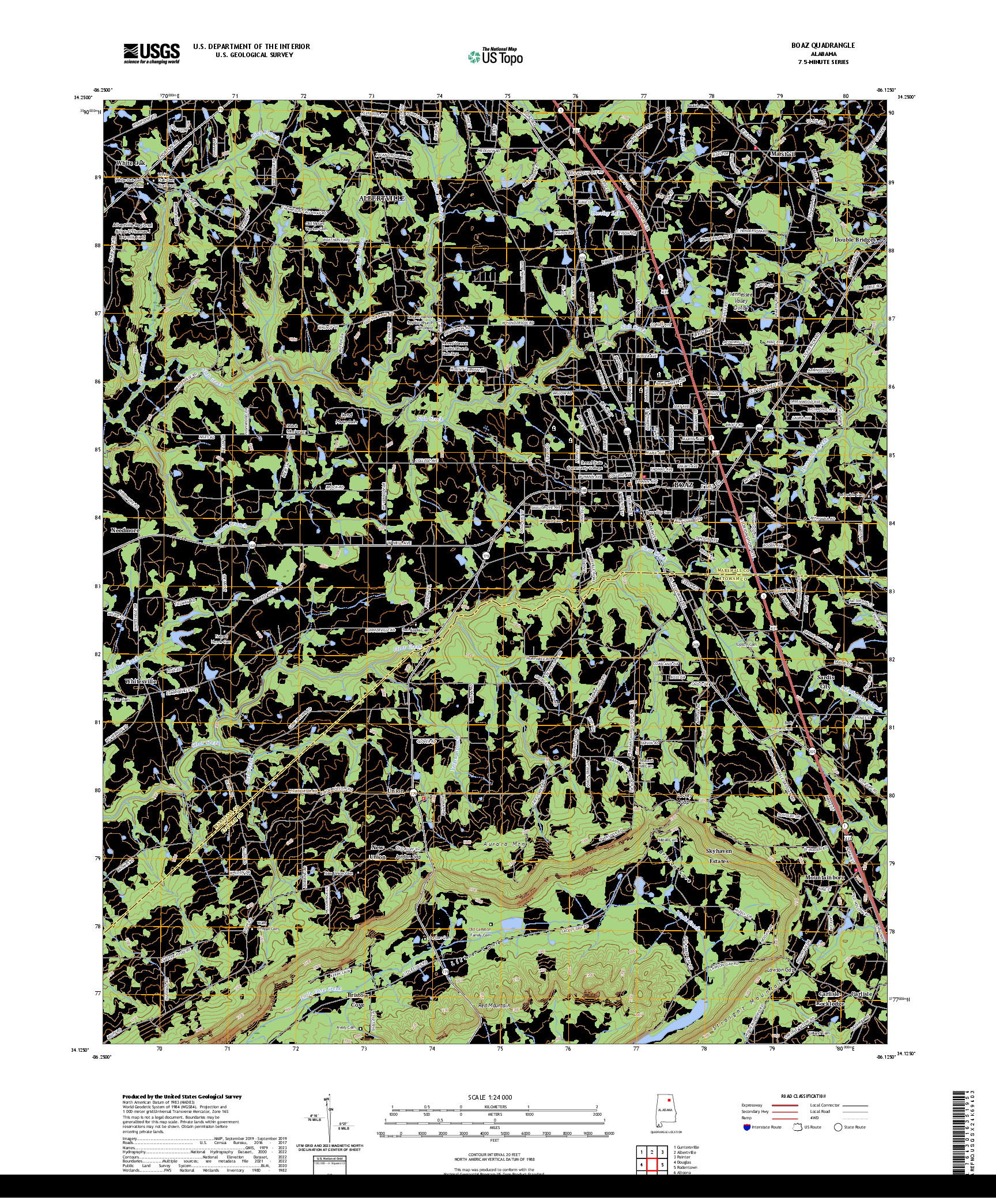US TOPO 7.5-MINUTE MAP FOR BOAZ, AL