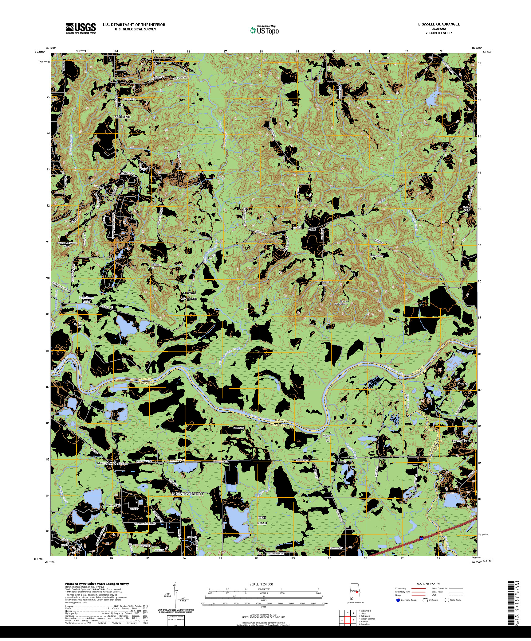 US TOPO 7.5-MINUTE MAP FOR BRASSELL, AL