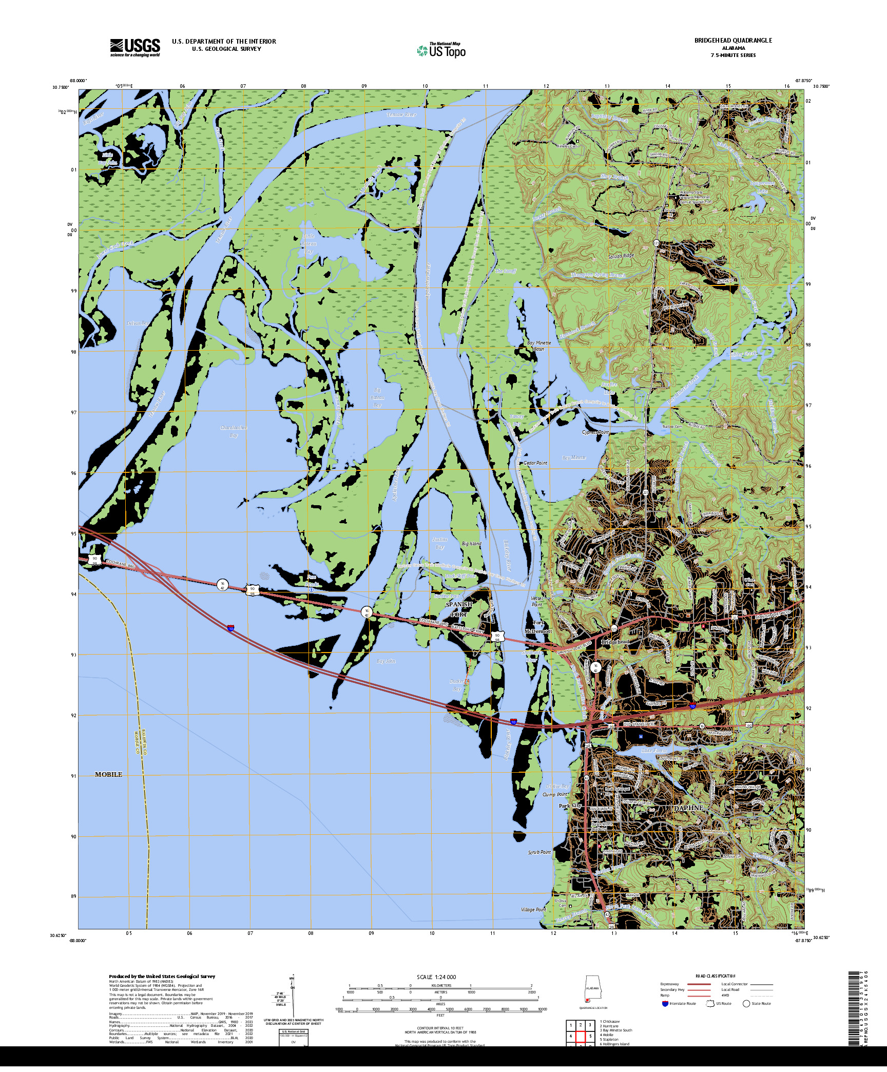 US TOPO 7.5-MINUTE MAP FOR BRIDGEHEAD, AL