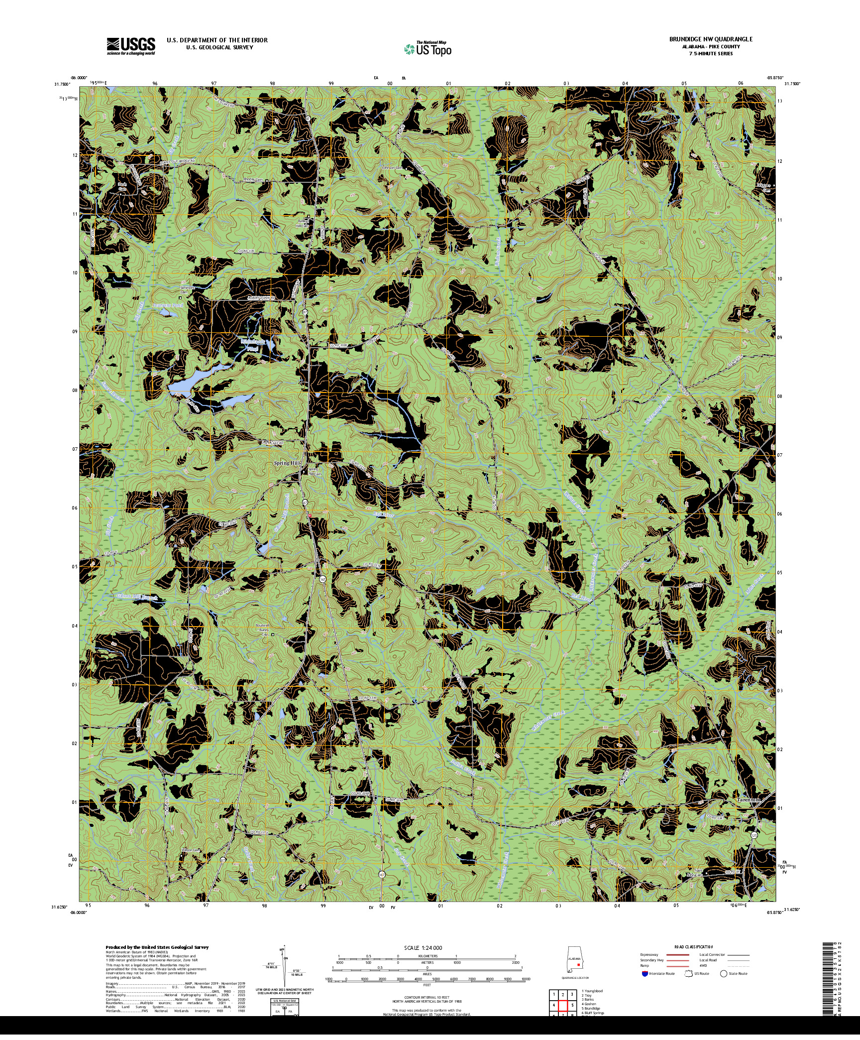 US TOPO 7.5-MINUTE MAP FOR BRUNDIDGE NW, AL