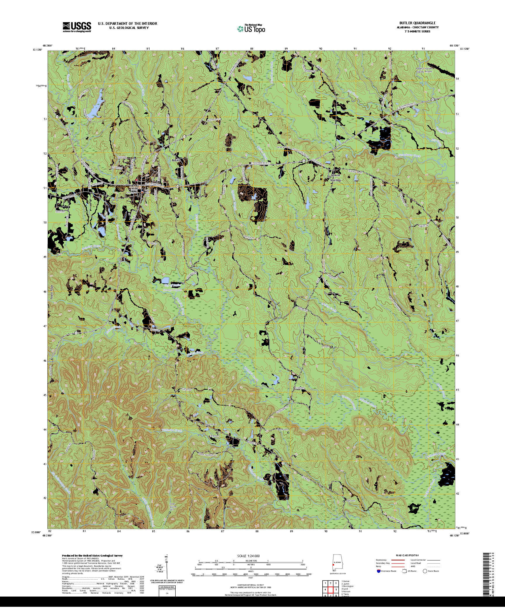 US TOPO 7.5-MINUTE MAP FOR BUTLER, AL