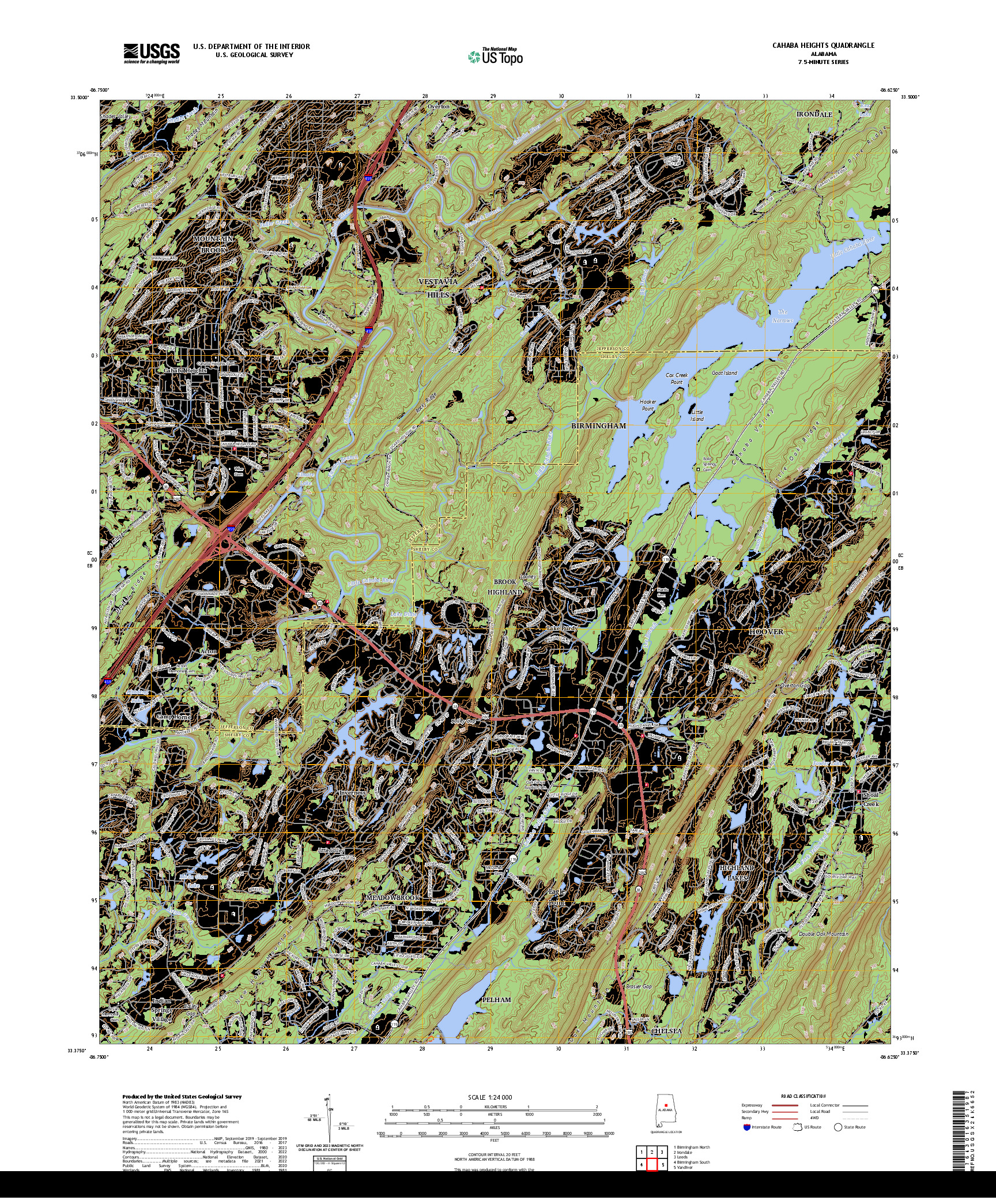 US TOPO 7.5-MINUTE MAP FOR CAHABA HEIGHTS, AL