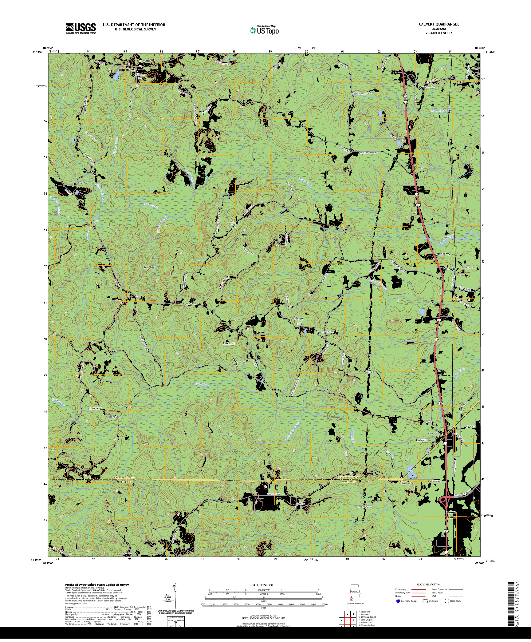 US TOPO 7.5-MINUTE MAP FOR CALVERT, AL