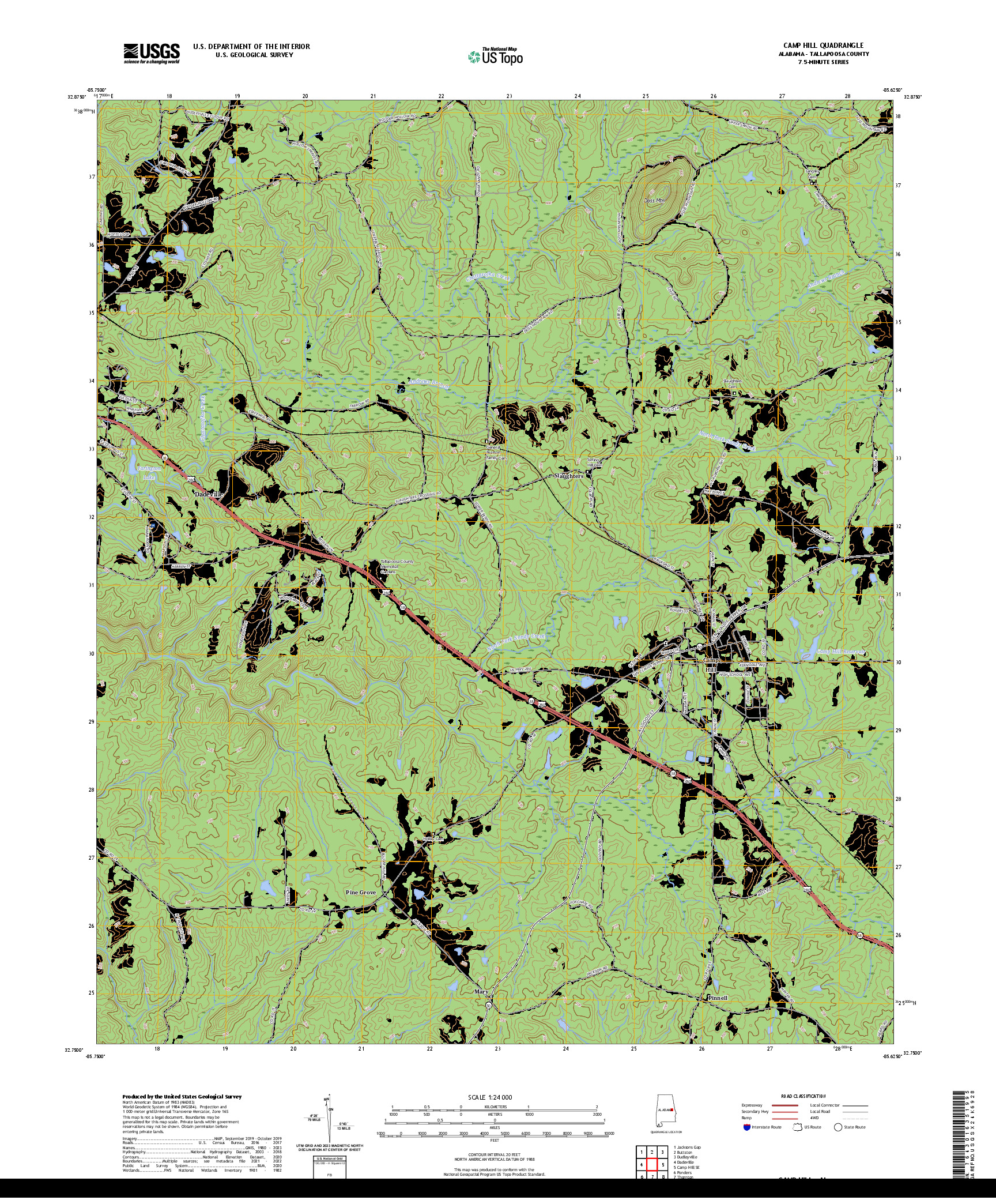 US TOPO 7.5-MINUTE MAP FOR CAMP HILL, AL
