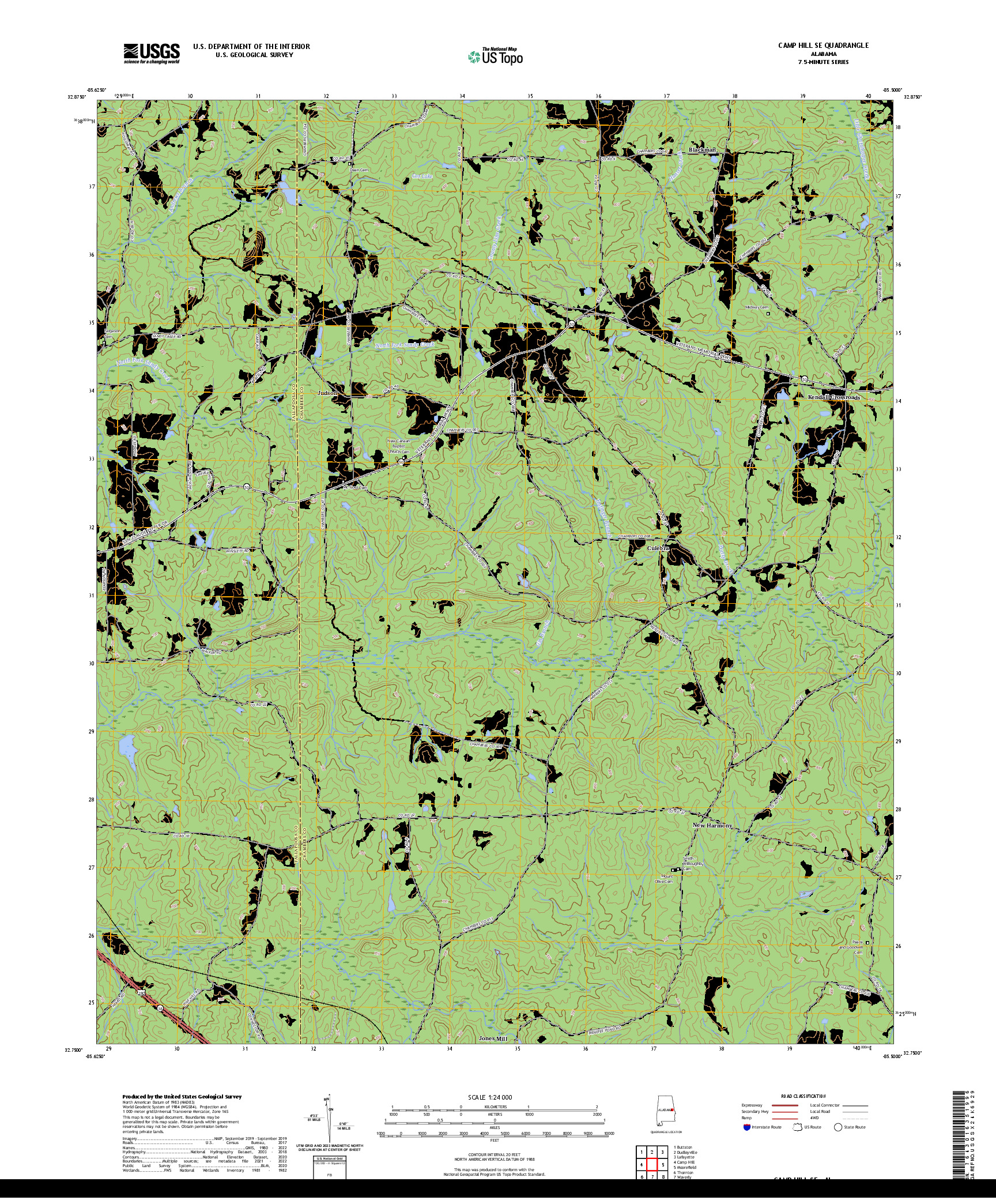 US TOPO 7.5-MINUTE MAP FOR CAMP HILL SE, AL