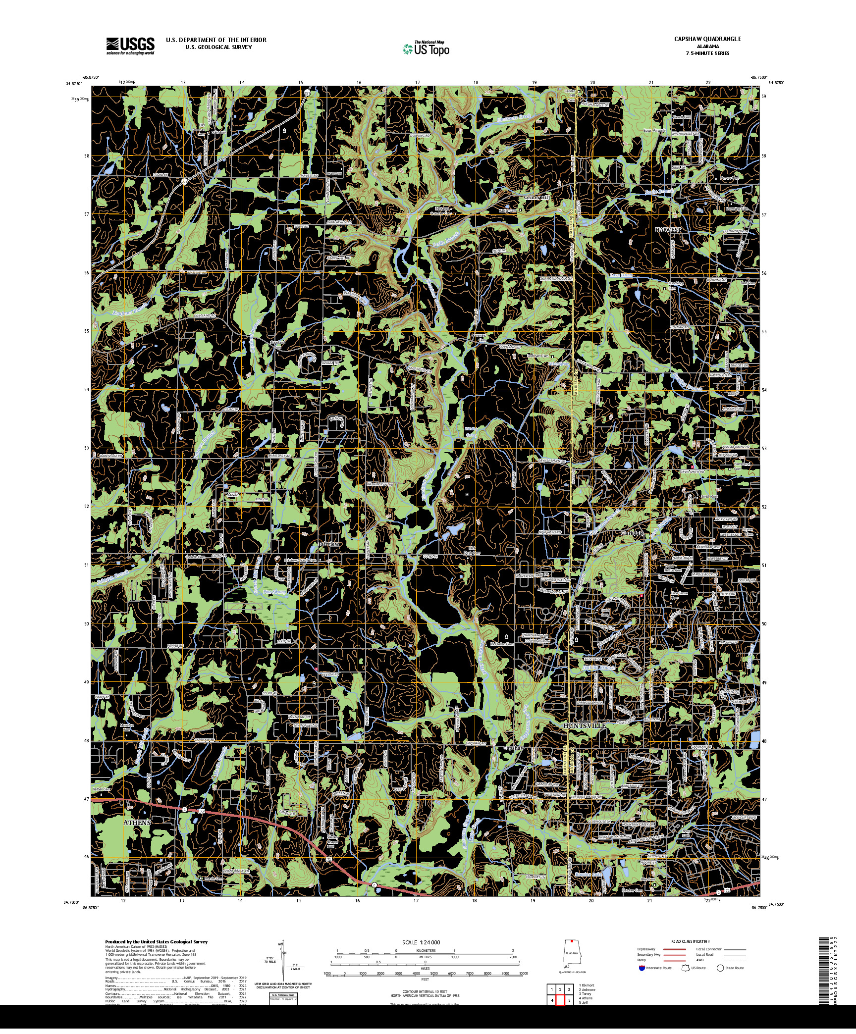 US TOPO 7.5-MINUTE MAP FOR CAPSHAW, AL