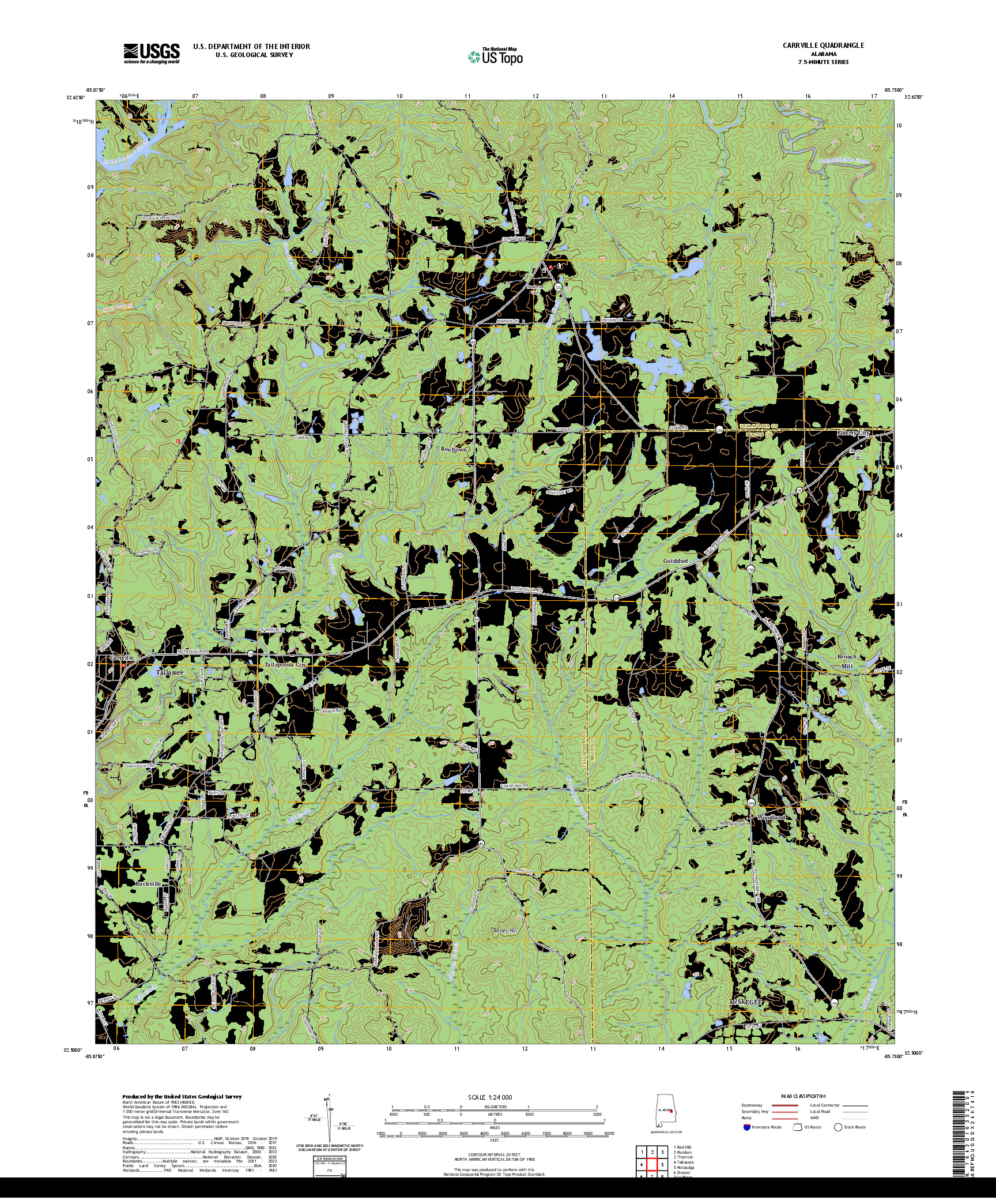 US TOPO 7.5-MINUTE MAP FOR CARRVILLE, AL