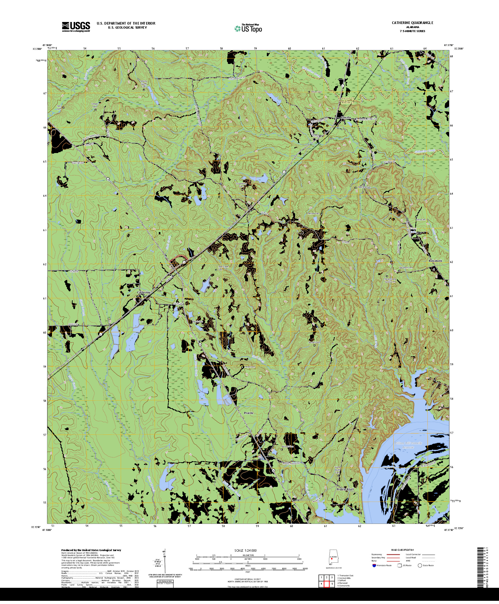 US TOPO 7.5-MINUTE MAP FOR CATHERINE, AL