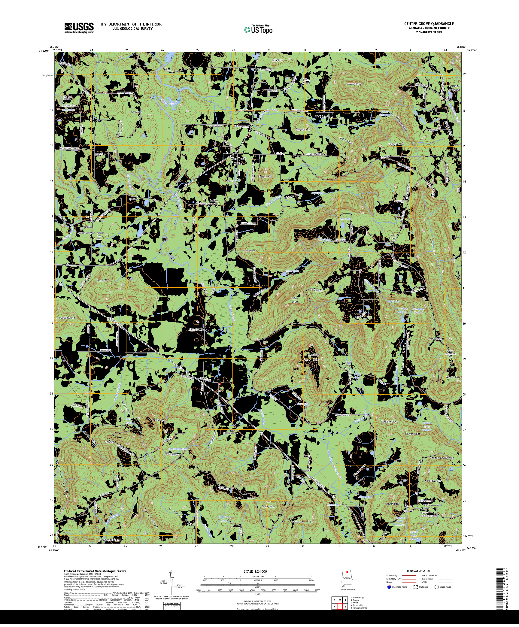 US TOPO 7.5-MINUTE MAP FOR CENTER GROVE, AL