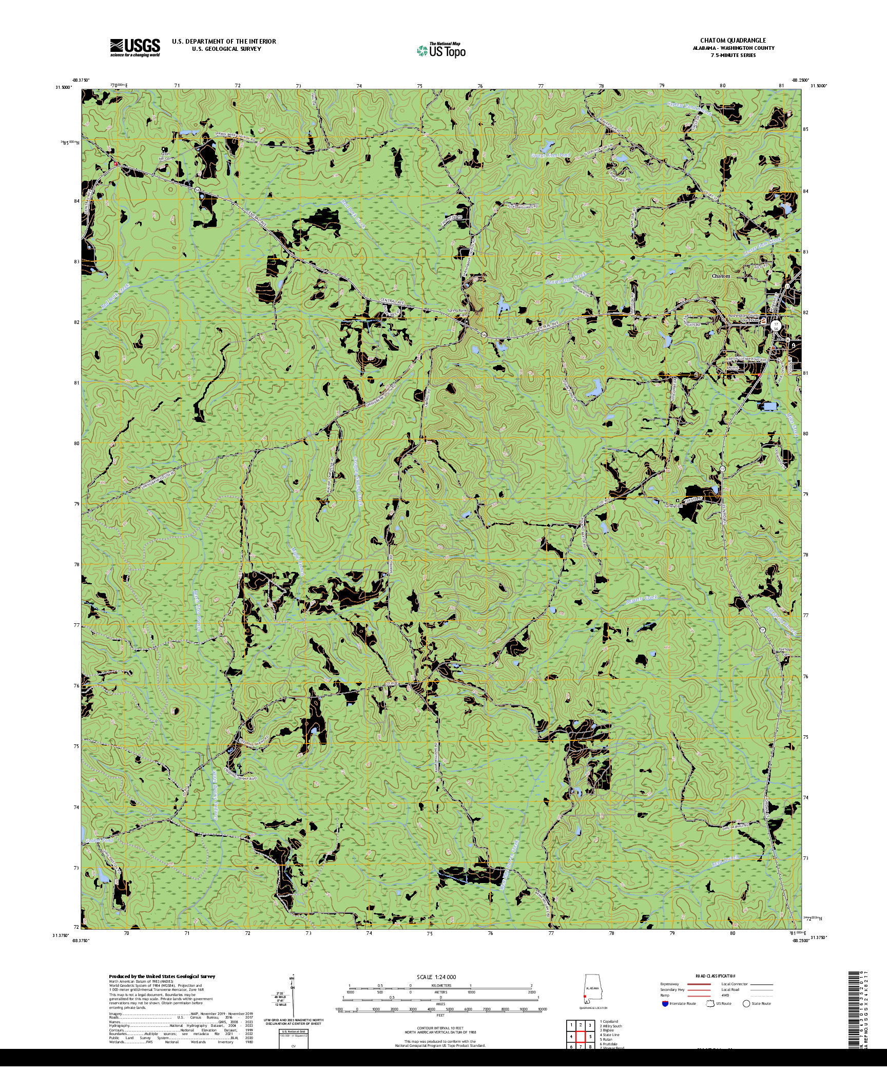 US TOPO 7.5-MINUTE MAP FOR CHATOM, AL