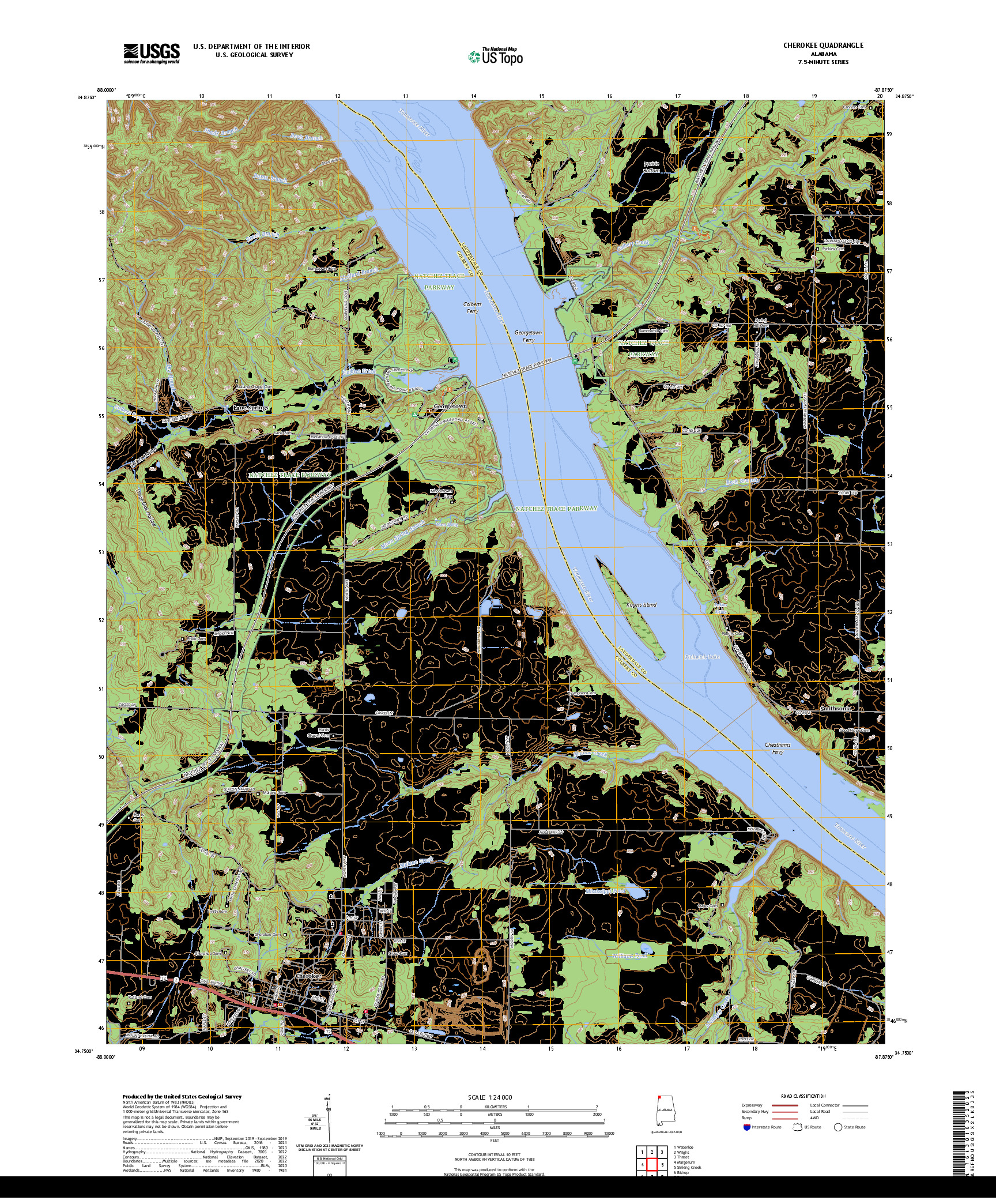US TOPO 7.5-MINUTE MAP FOR CHEROKEE, AL