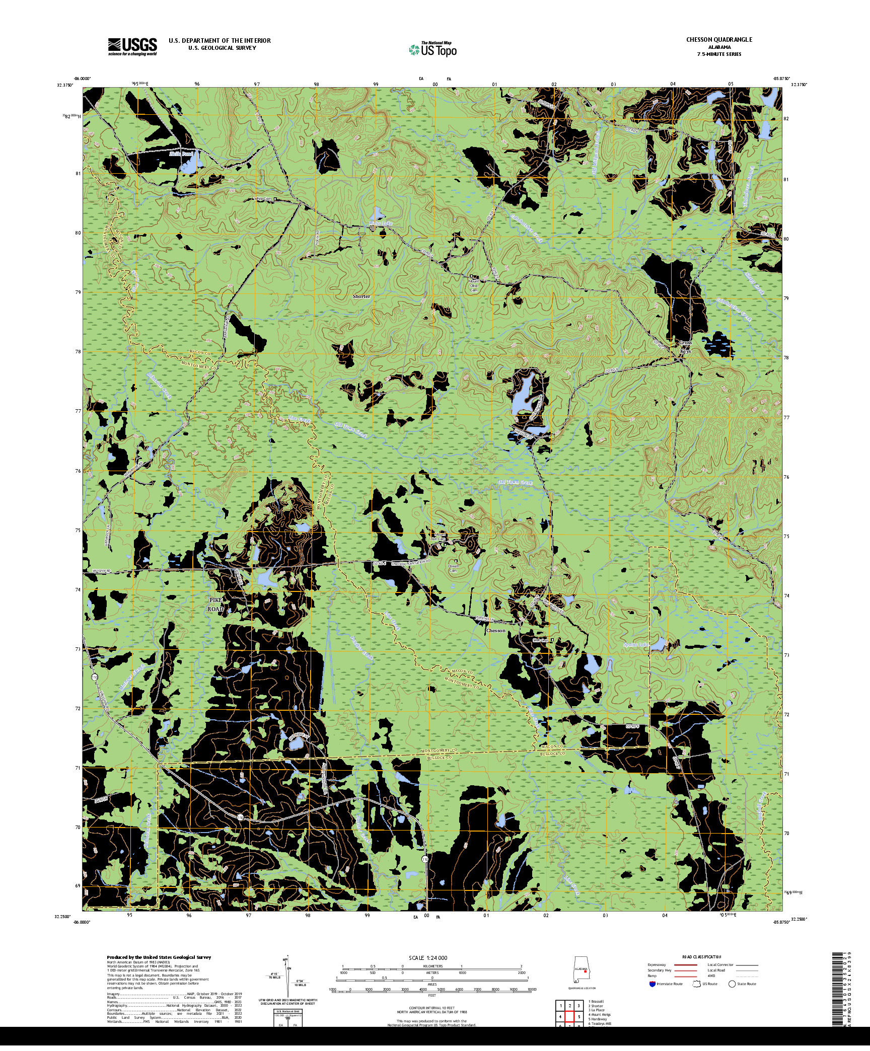 US TOPO 7.5-MINUTE MAP FOR CHESSON, AL