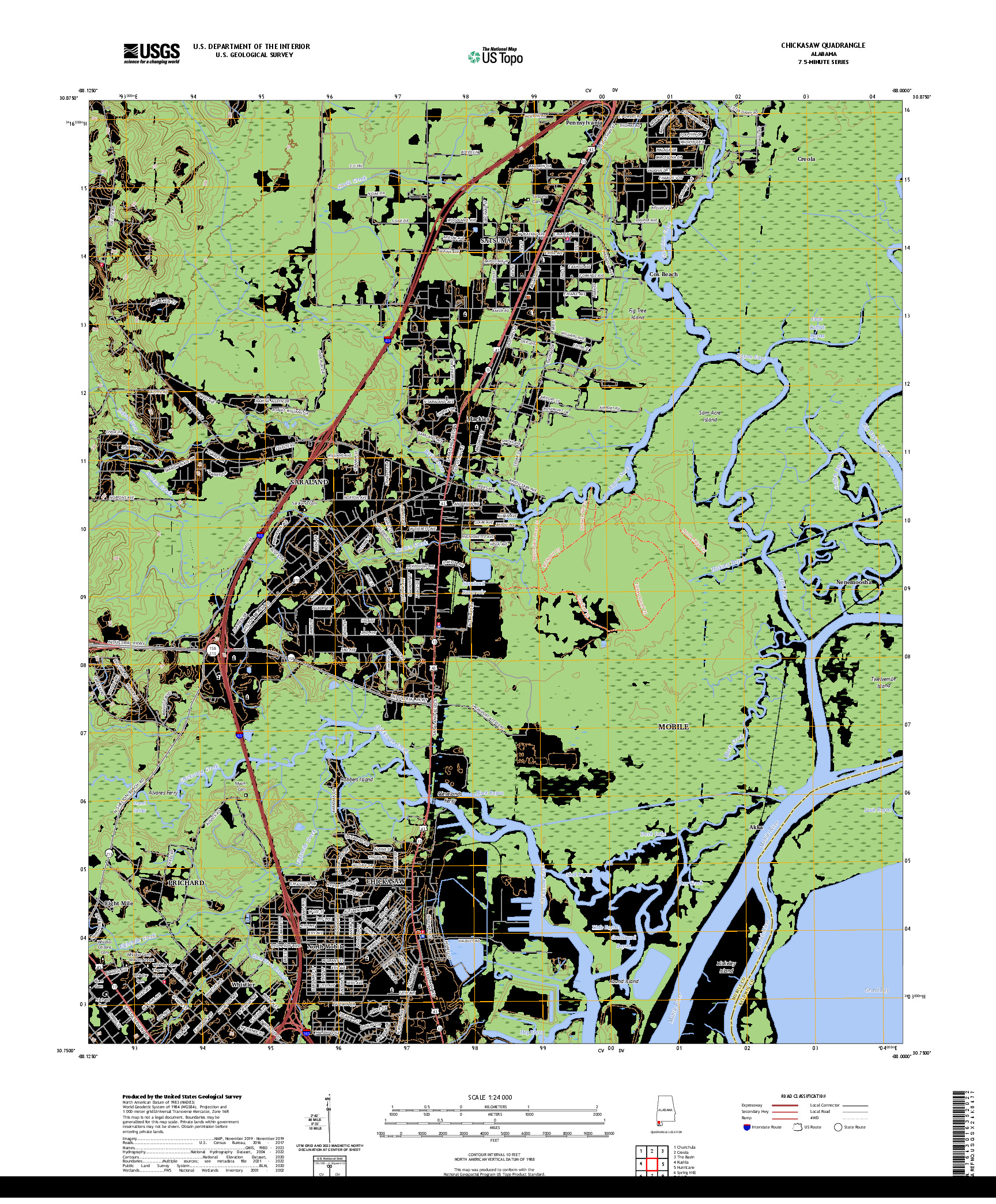 US TOPO 7.5-MINUTE MAP FOR CHICKASAW, AL