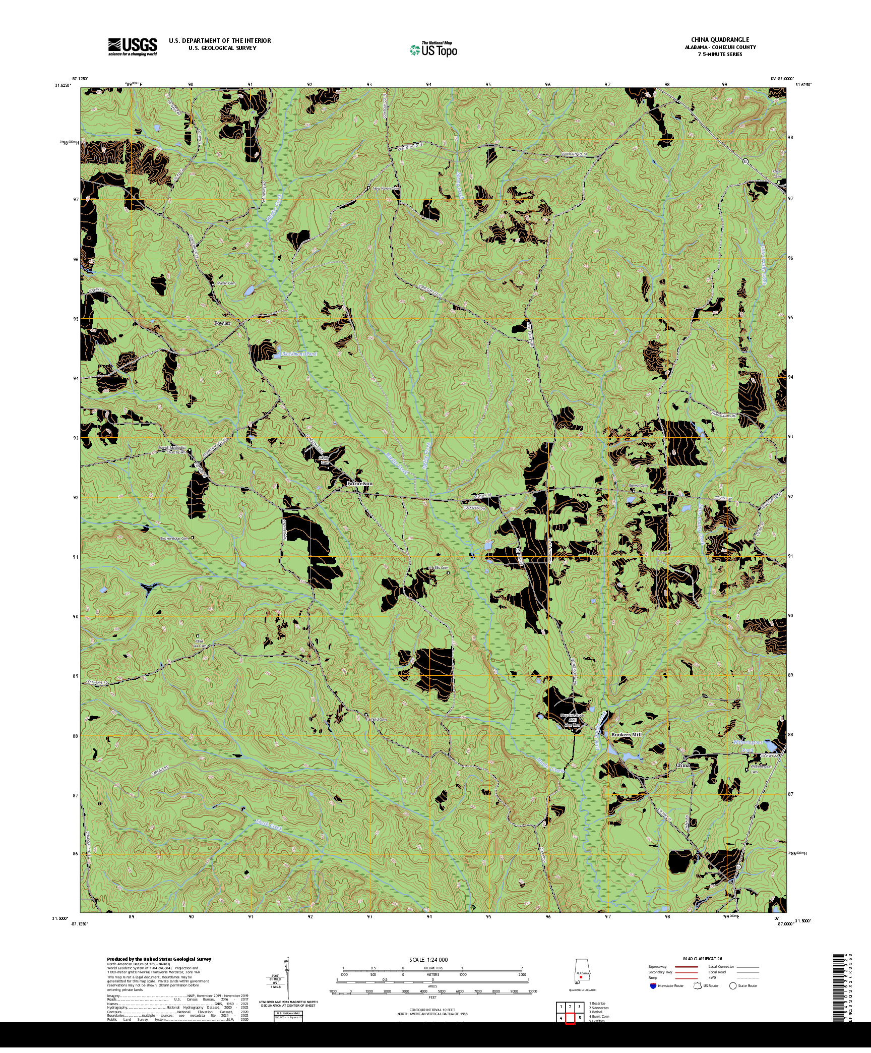 US TOPO 7.5-MINUTE MAP FOR CHINA, AL