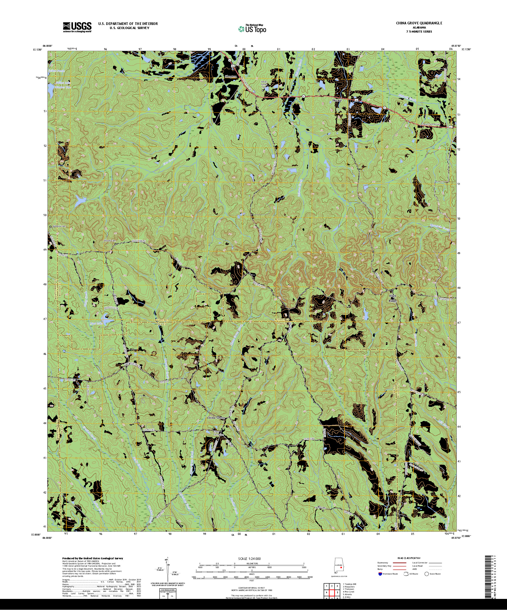 US TOPO 7.5-MINUTE MAP FOR CHINA GROVE, AL