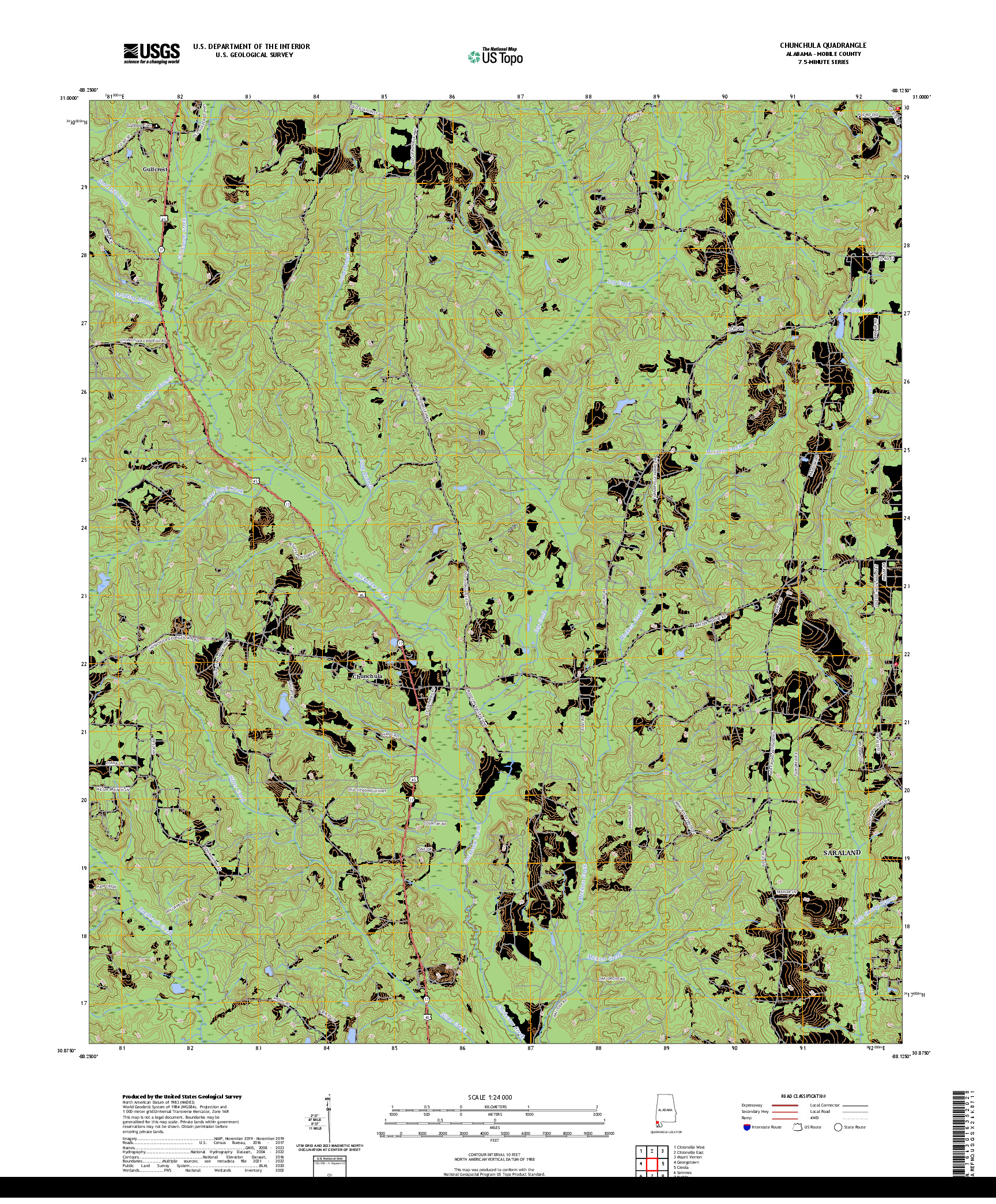 US TOPO 7.5-MINUTE MAP FOR CHUNCHULA, AL