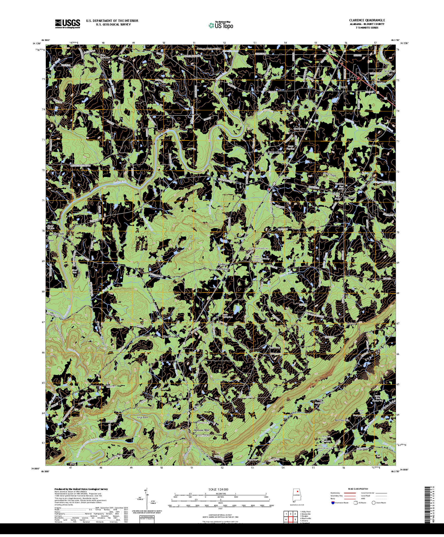 US TOPO 7.5-MINUTE MAP FOR CLARENCE, AL