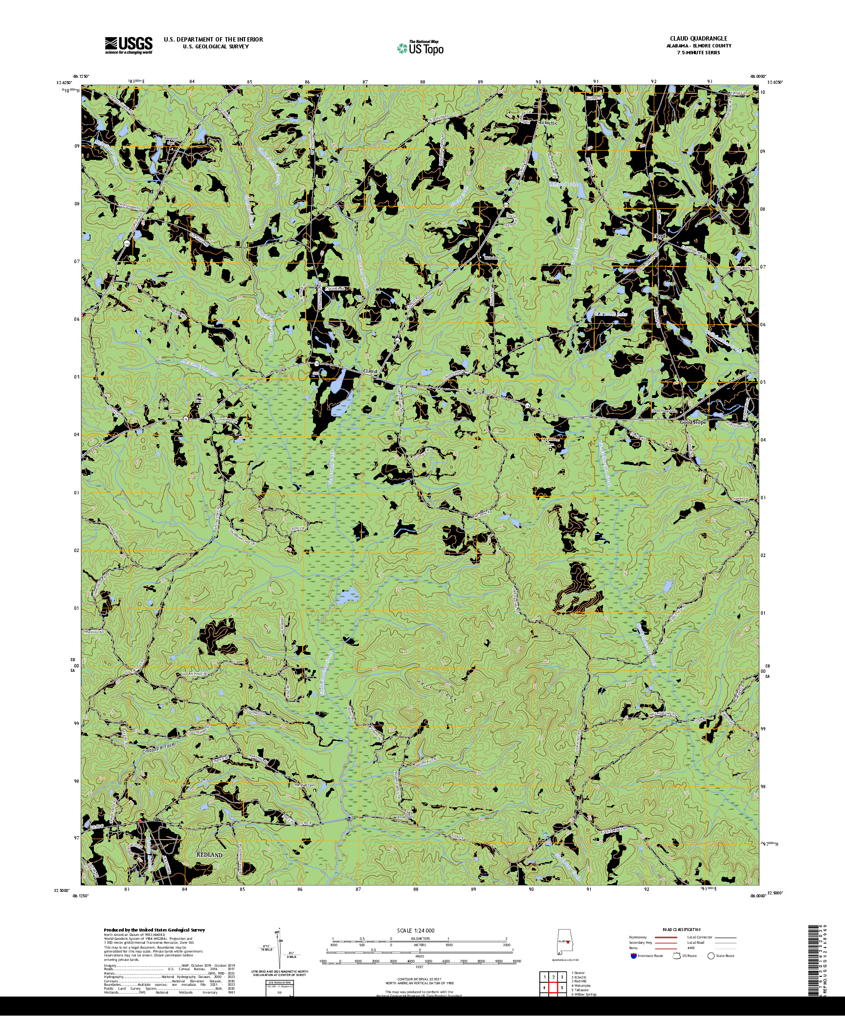 US TOPO 7.5-MINUTE MAP FOR CLAUD, AL