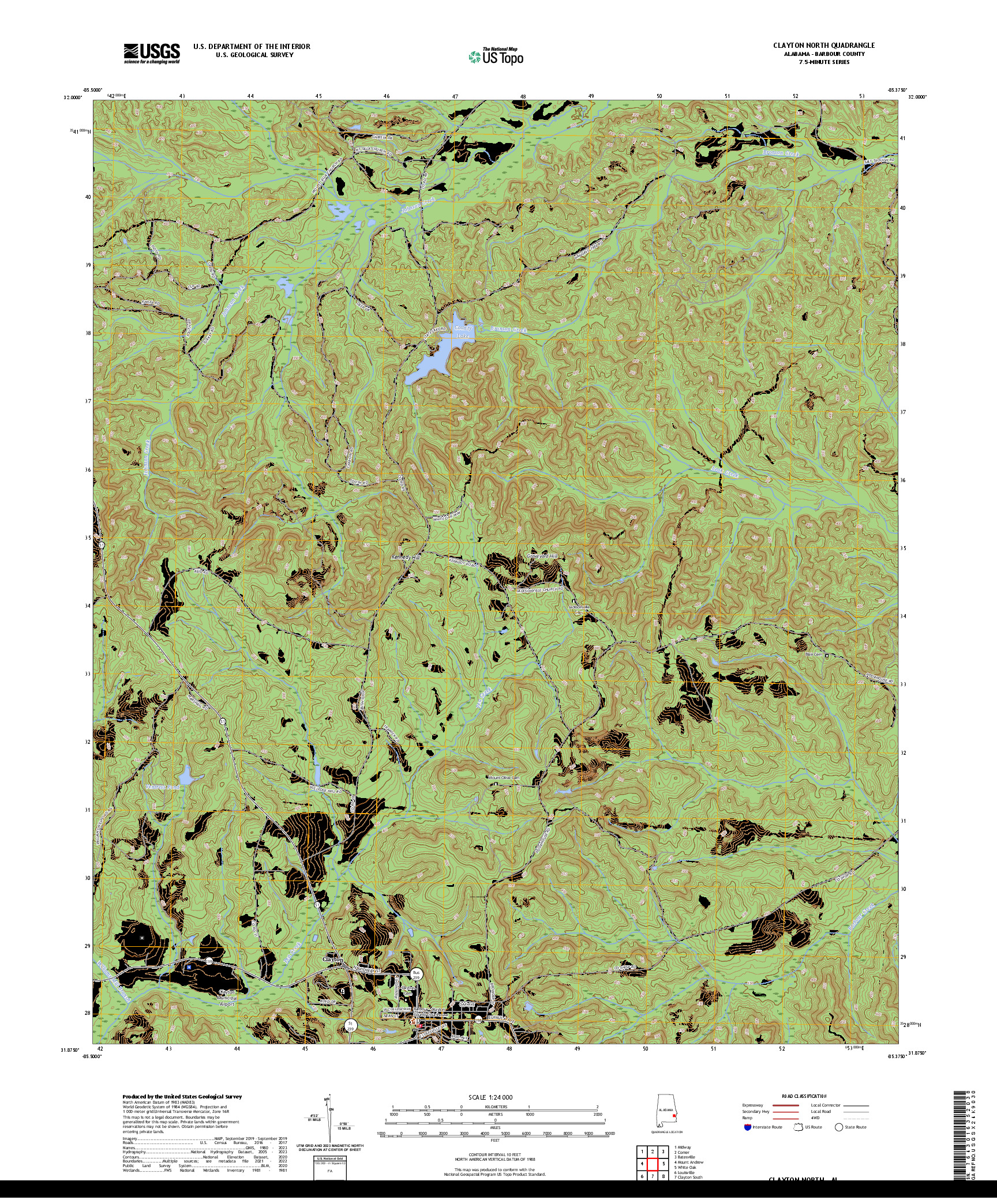 US TOPO 7.5-MINUTE MAP FOR CLAYTON NORTH, AL
