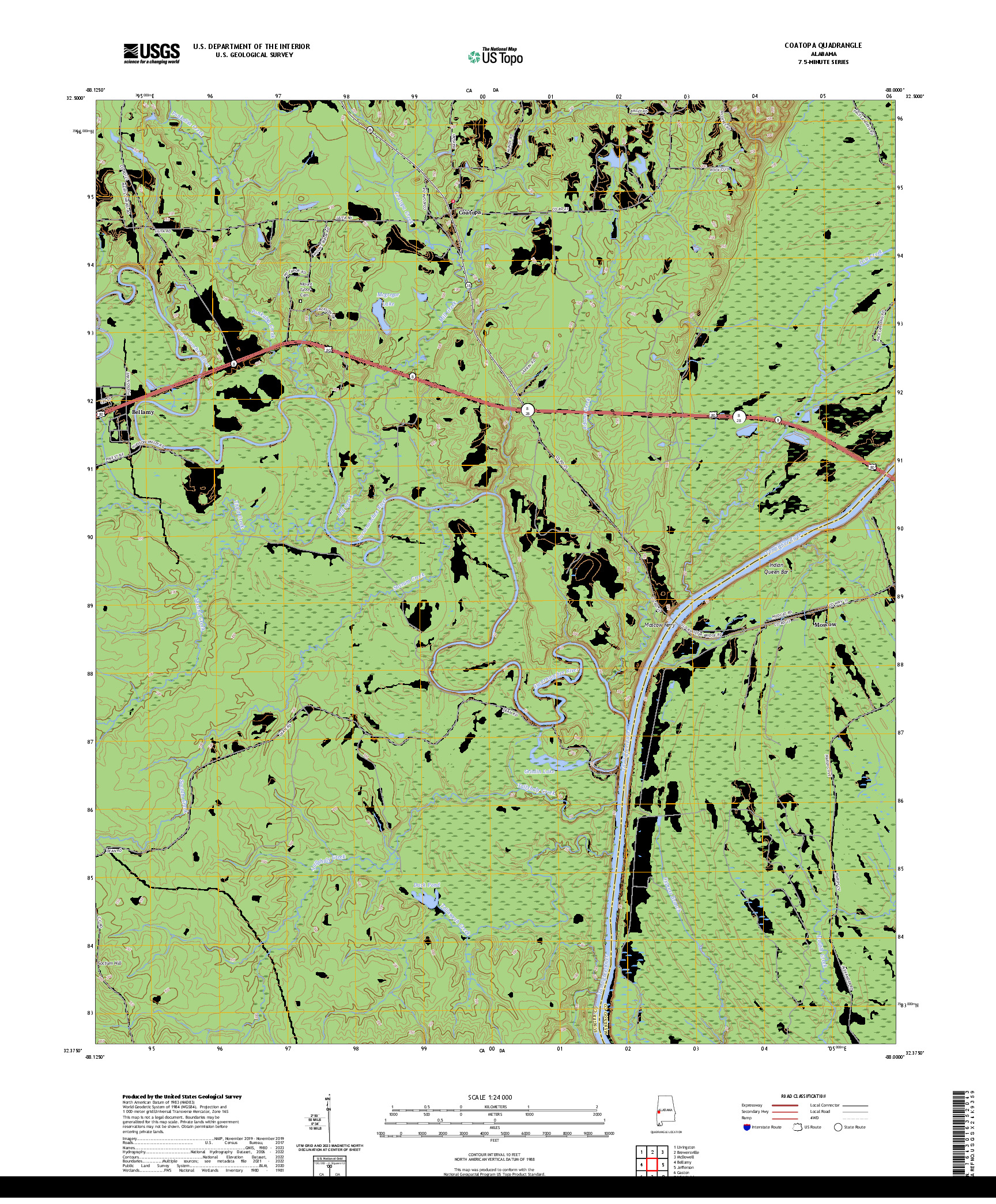 US TOPO 7.5-MINUTE MAP FOR COATOPA, AL