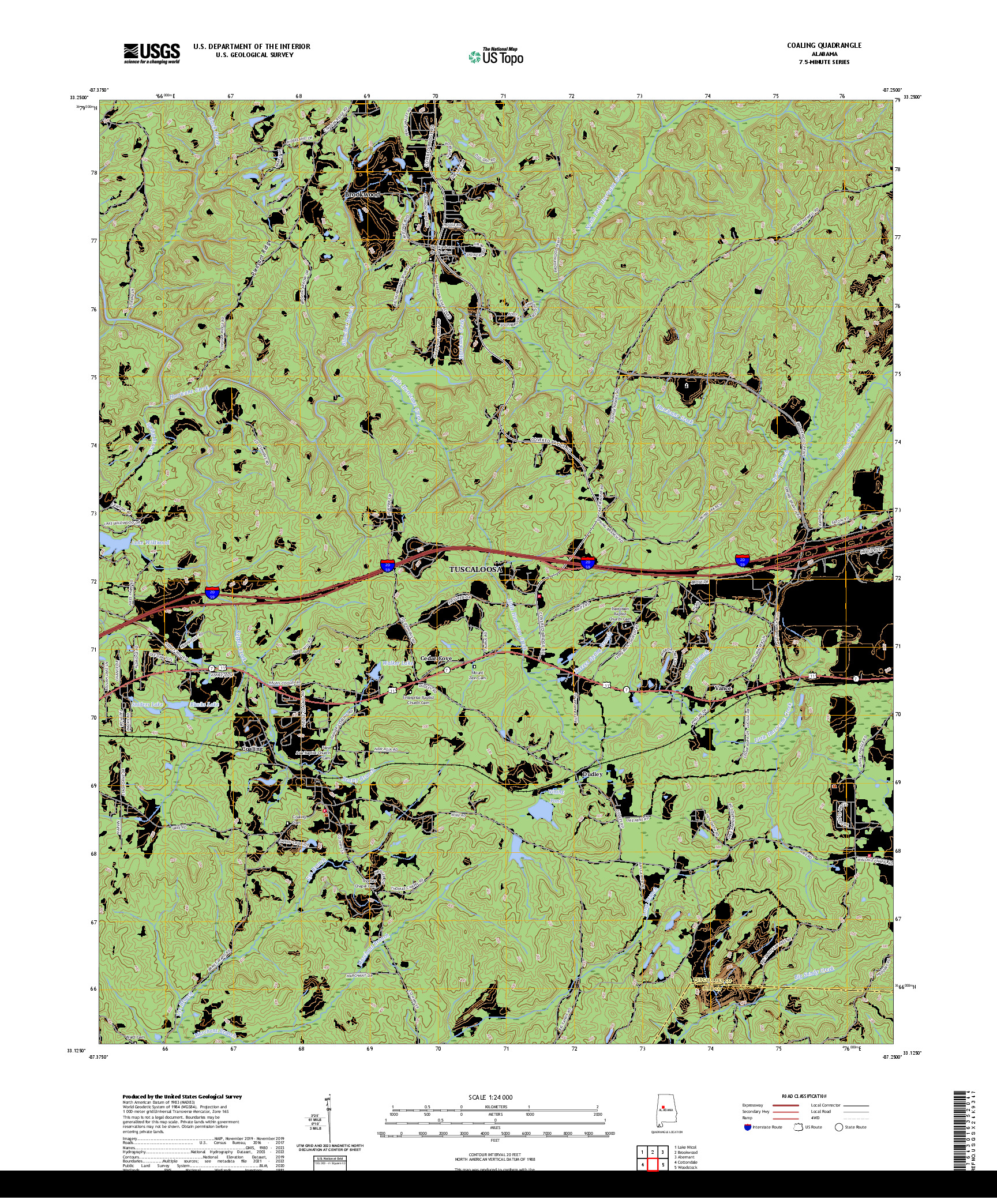 US TOPO 7.5-MINUTE MAP FOR COALING, AL