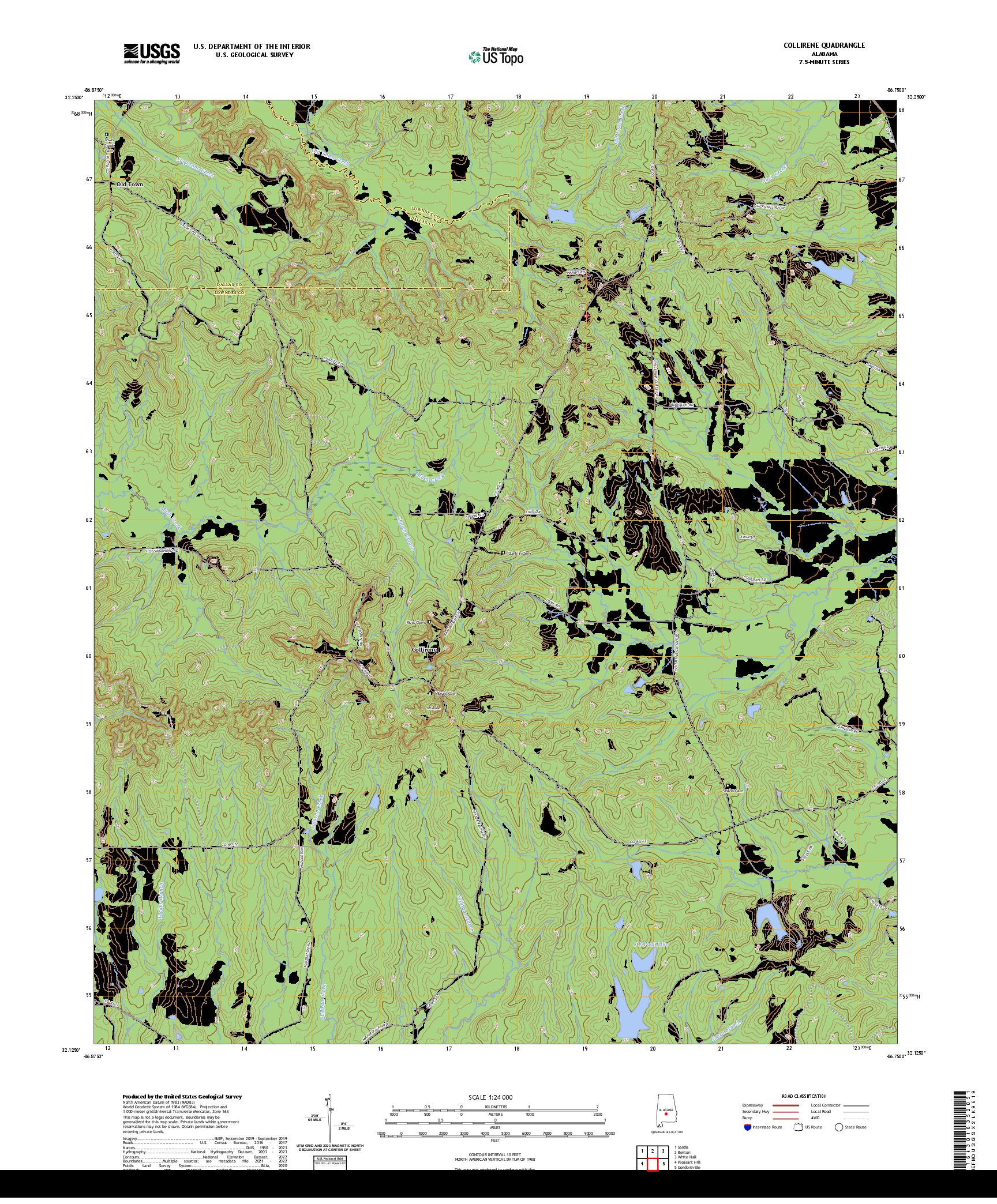 US TOPO 7.5-MINUTE MAP FOR COLLIRENE, AL