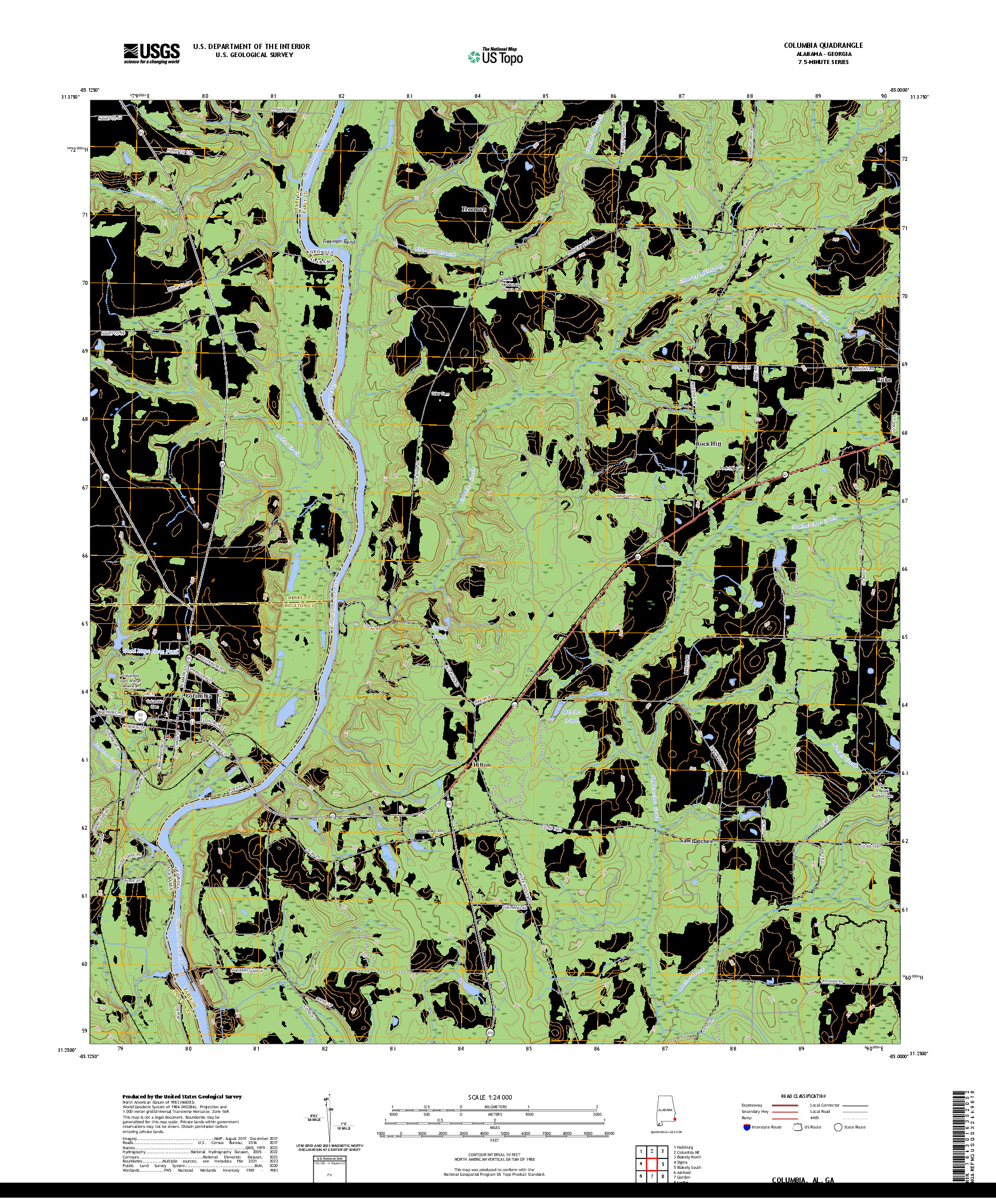 US TOPO 7.5-MINUTE MAP FOR COLUMBIA, AL,GA