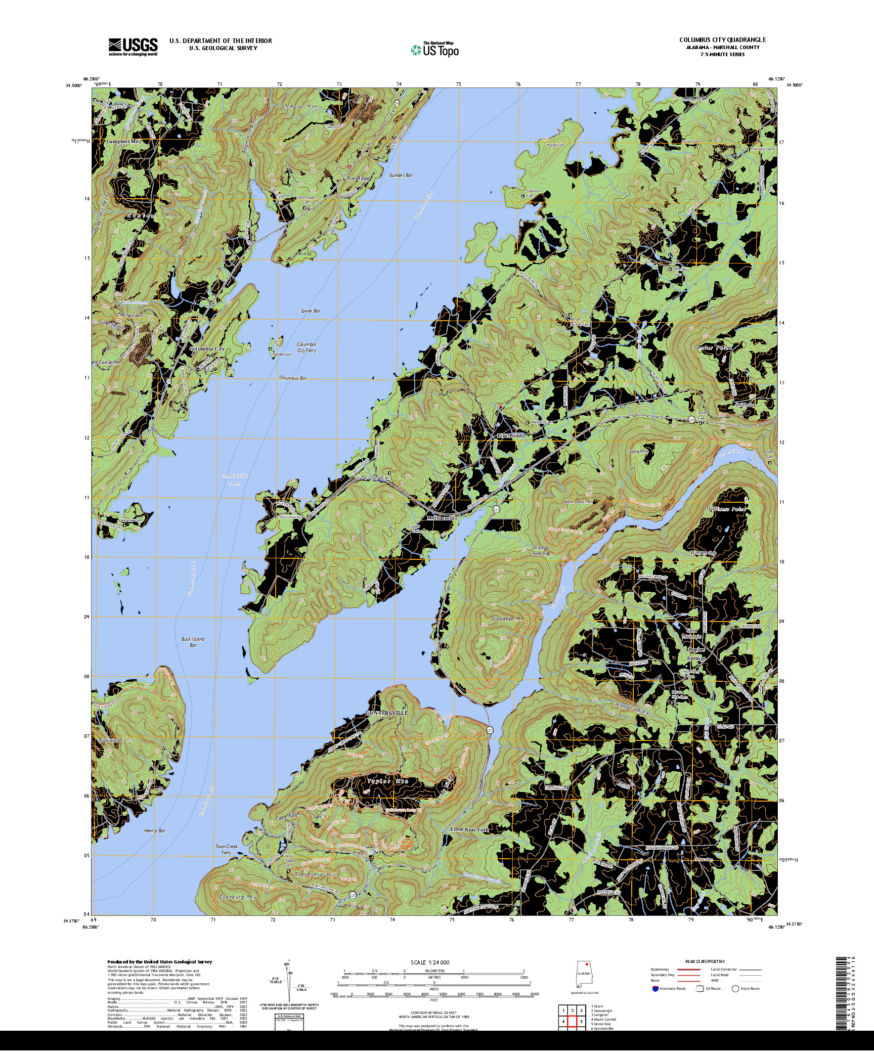US TOPO 7.5-MINUTE MAP FOR COLUMBUS CITY, AL