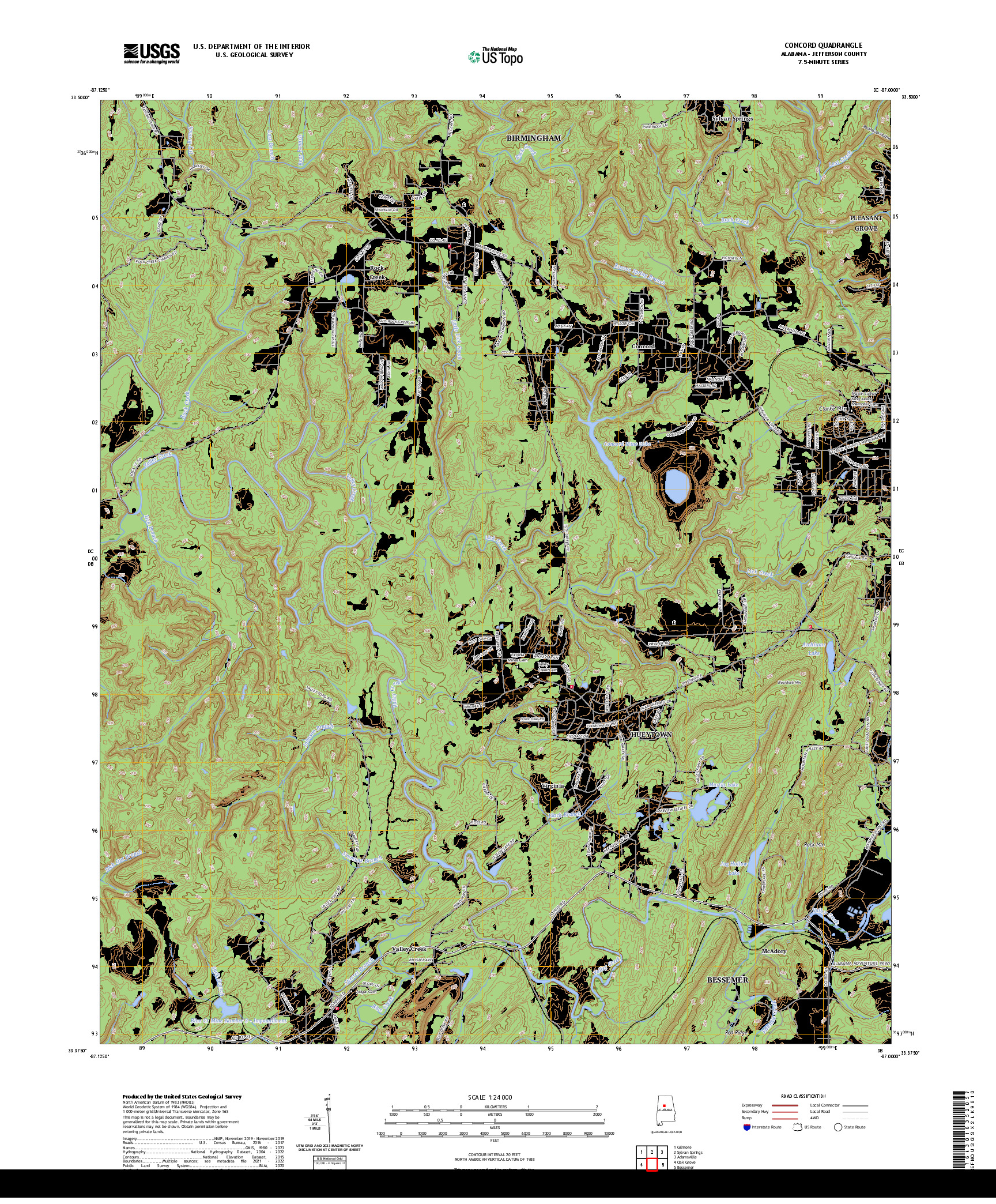 US TOPO 7.5-MINUTE MAP FOR CONCORD, AL