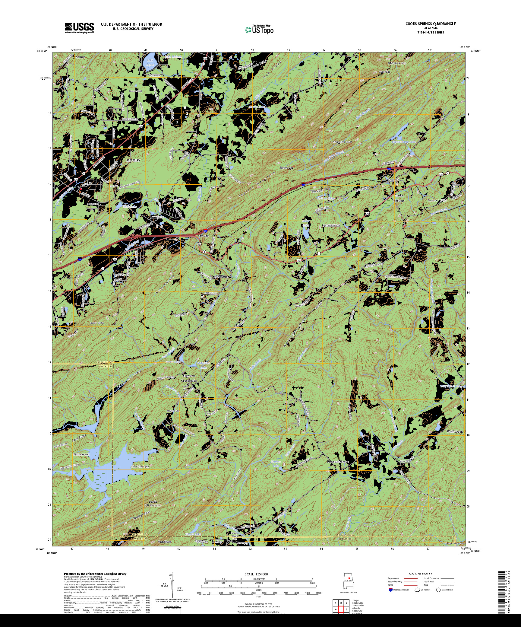 US TOPO 7.5-MINUTE MAP FOR COOKS SPRINGS, AL