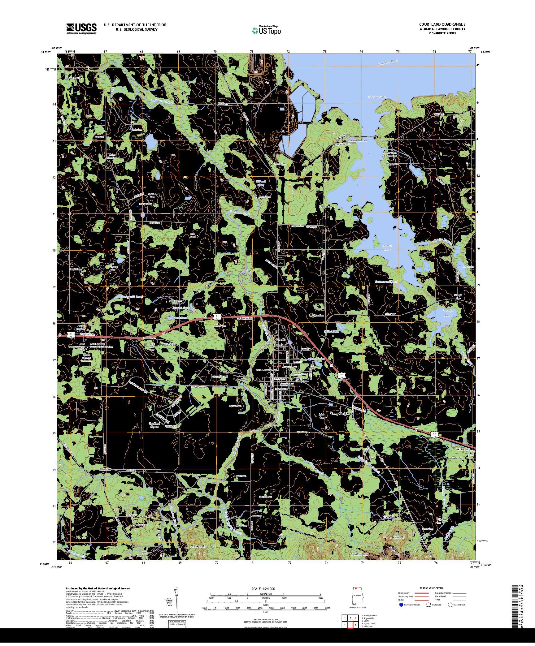 US TOPO 7.5-MINUTE MAP FOR COURTLAND, AL