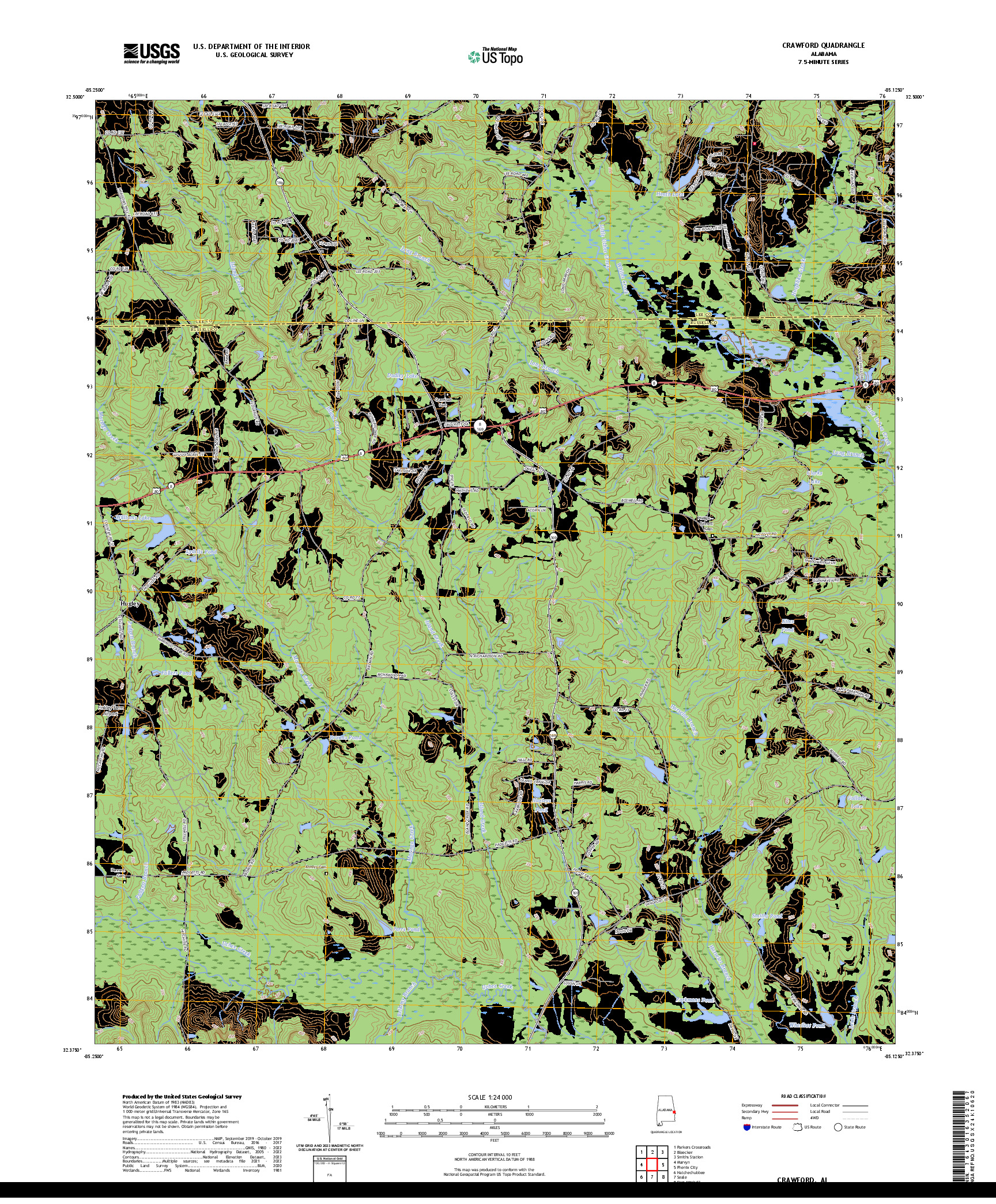 US TOPO 7.5-MINUTE MAP FOR CRAWFORD, AL