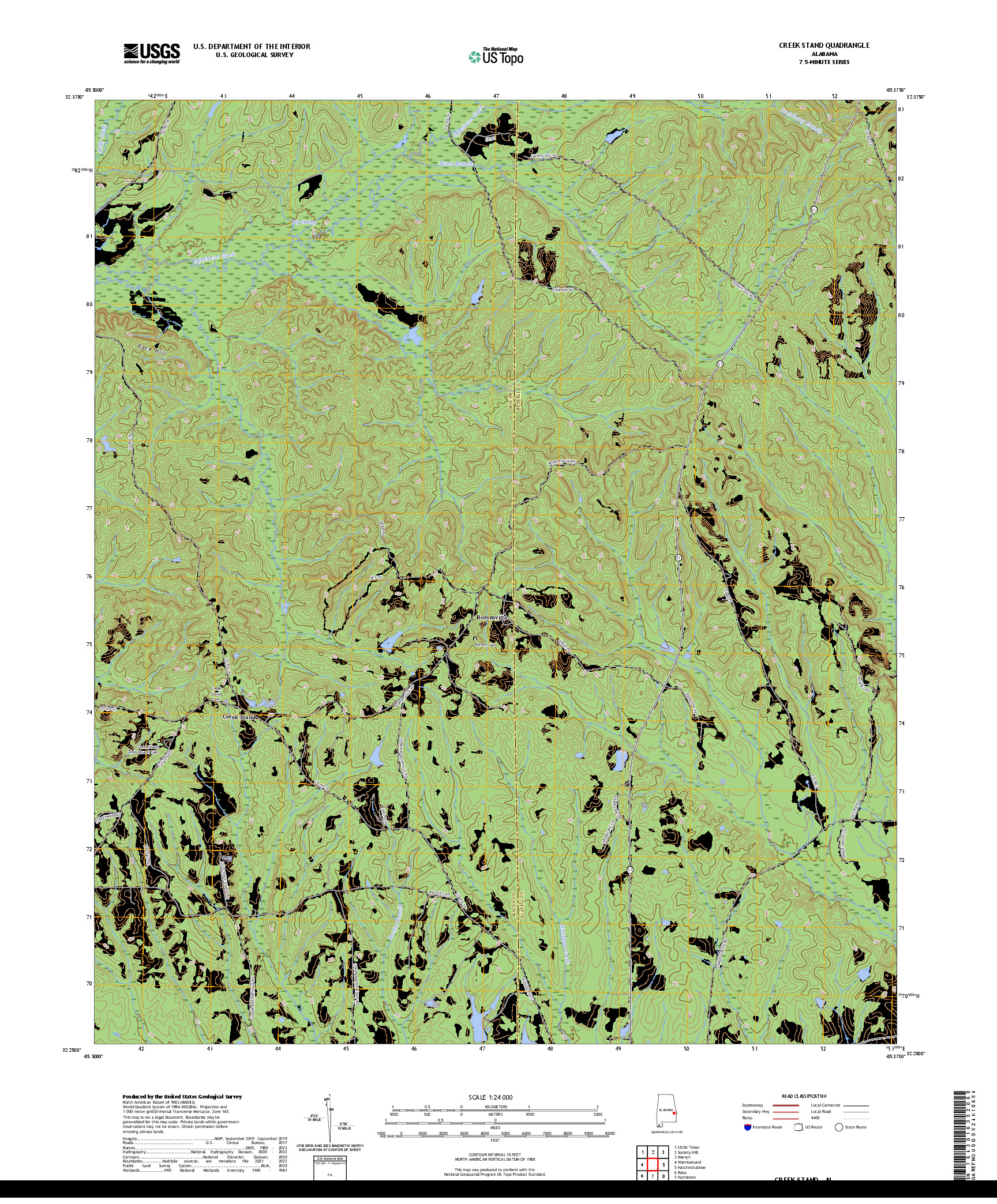 US TOPO 7.5-MINUTE MAP FOR CREEK STAND, AL