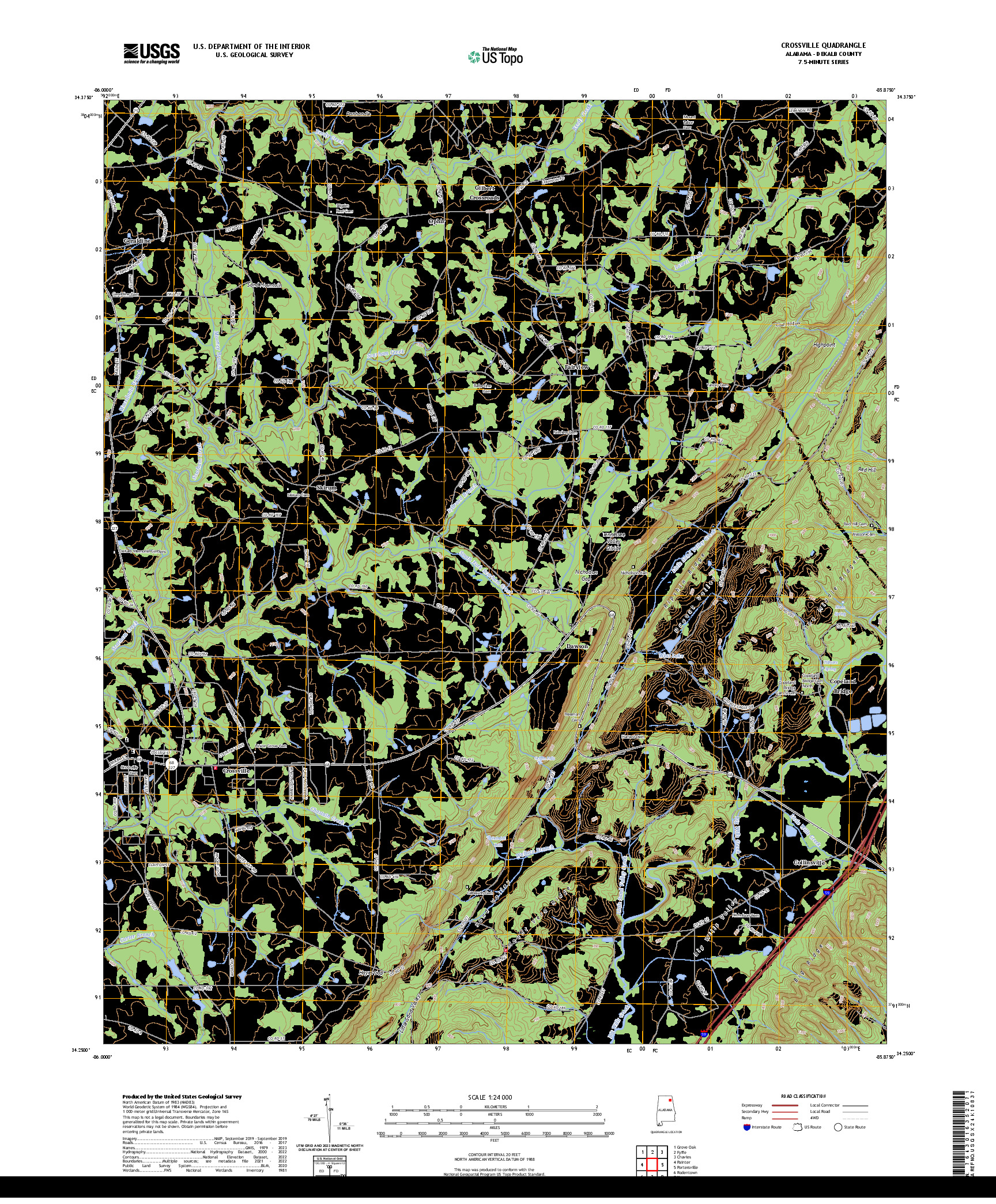 US TOPO 7.5-MINUTE MAP FOR CROSSVILLE, AL