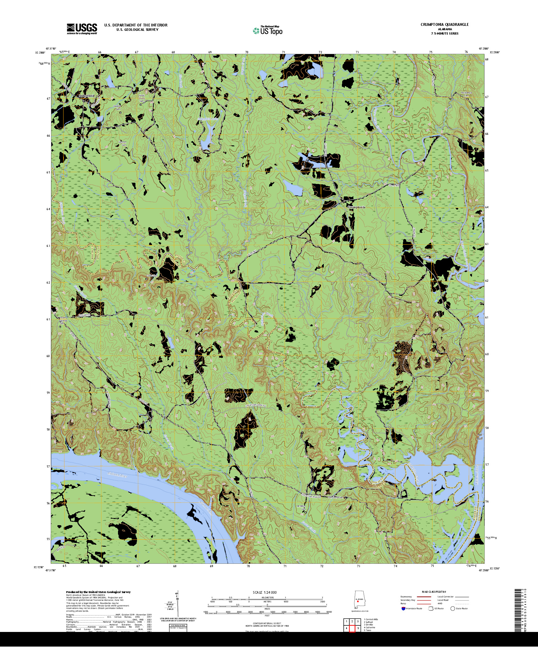US TOPO 7.5-MINUTE MAP FOR CRUMPTONIA, AL