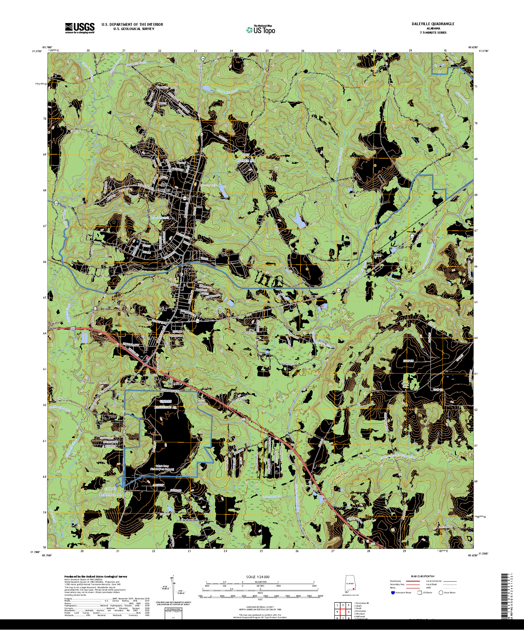 US TOPO 7.5-MINUTE MAP FOR DALEVILLE, AL