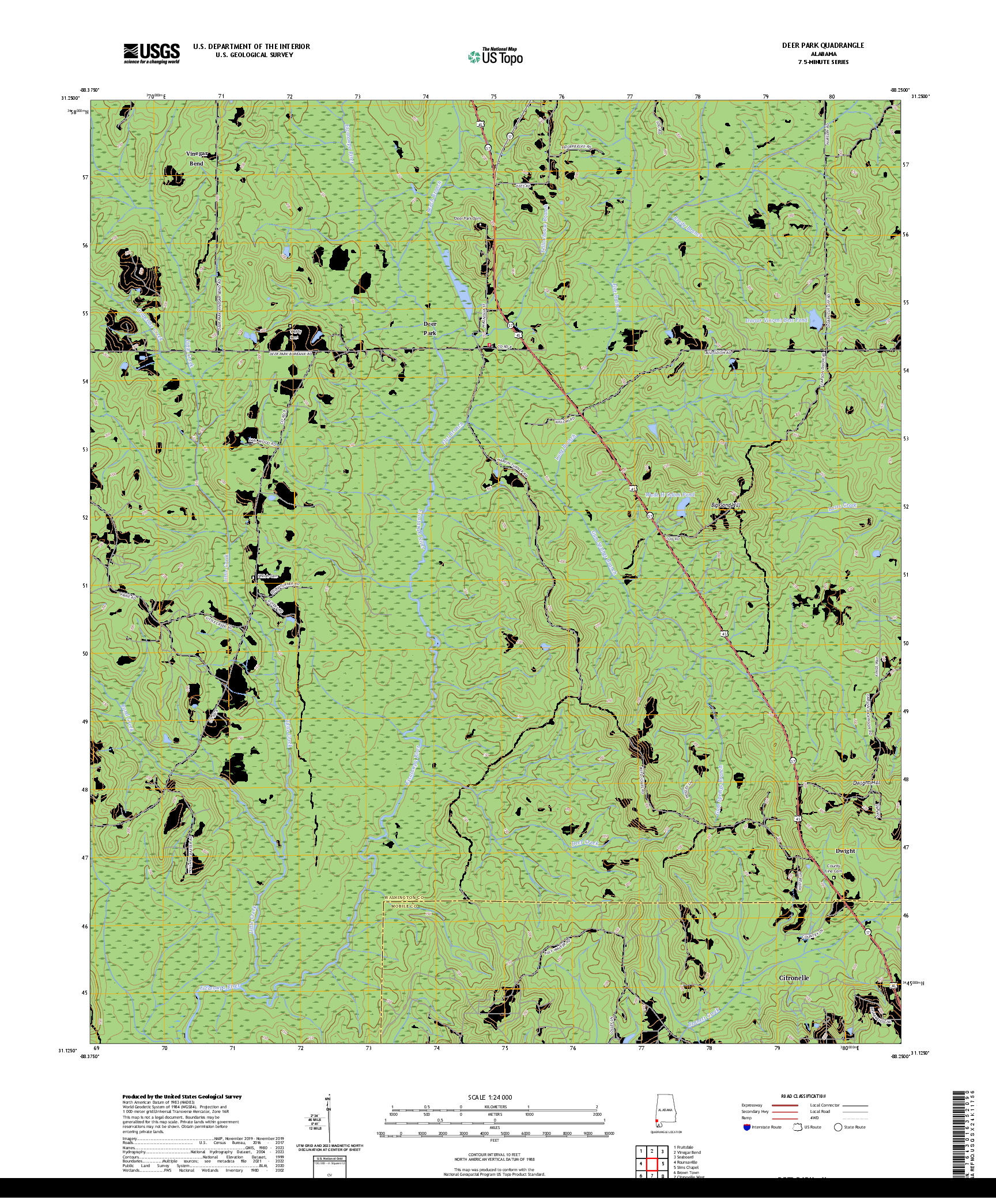 US TOPO 7.5-MINUTE MAP FOR DEER PARK, AL