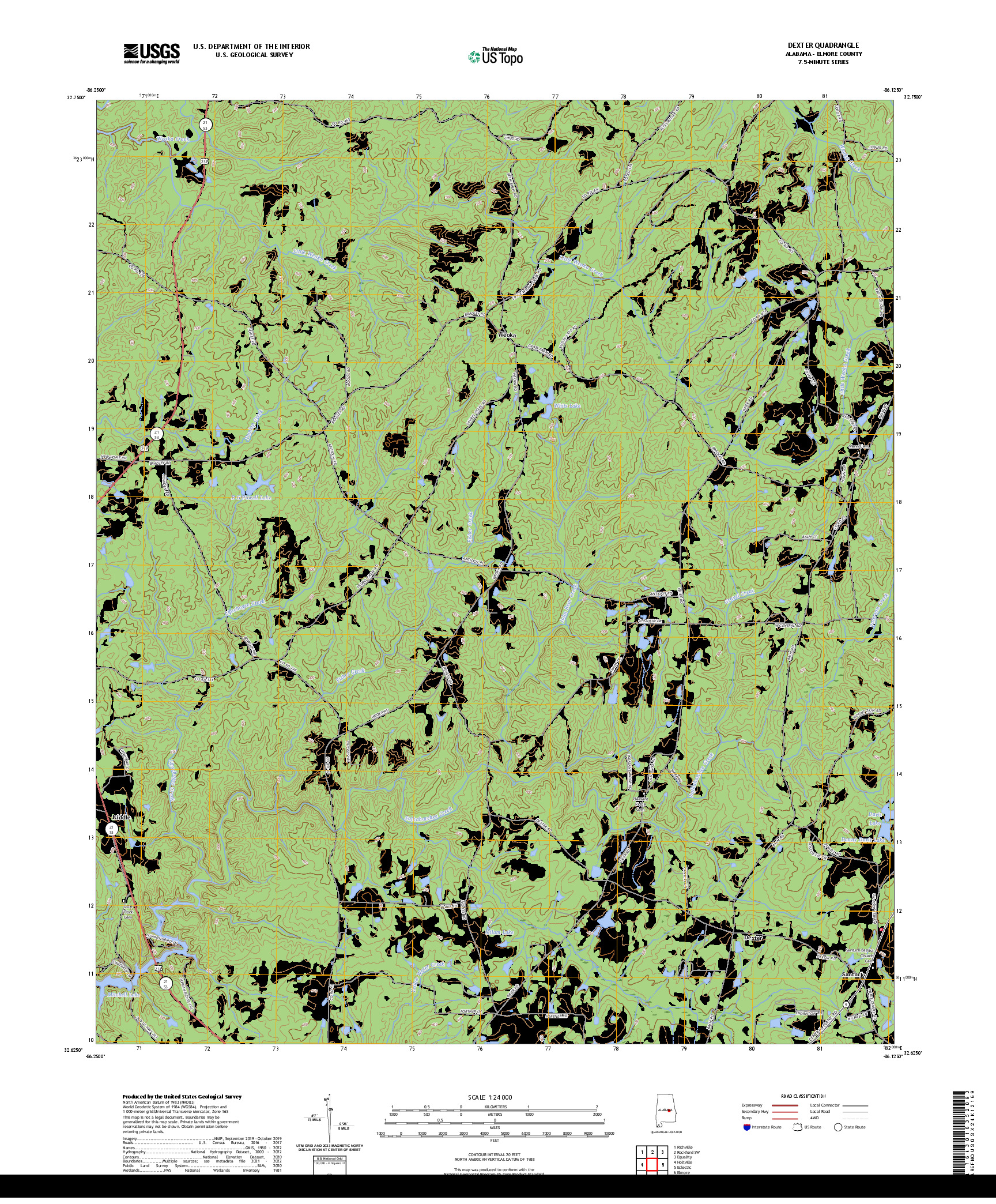 US TOPO 7.5-MINUTE MAP FOR DEXTER, AL