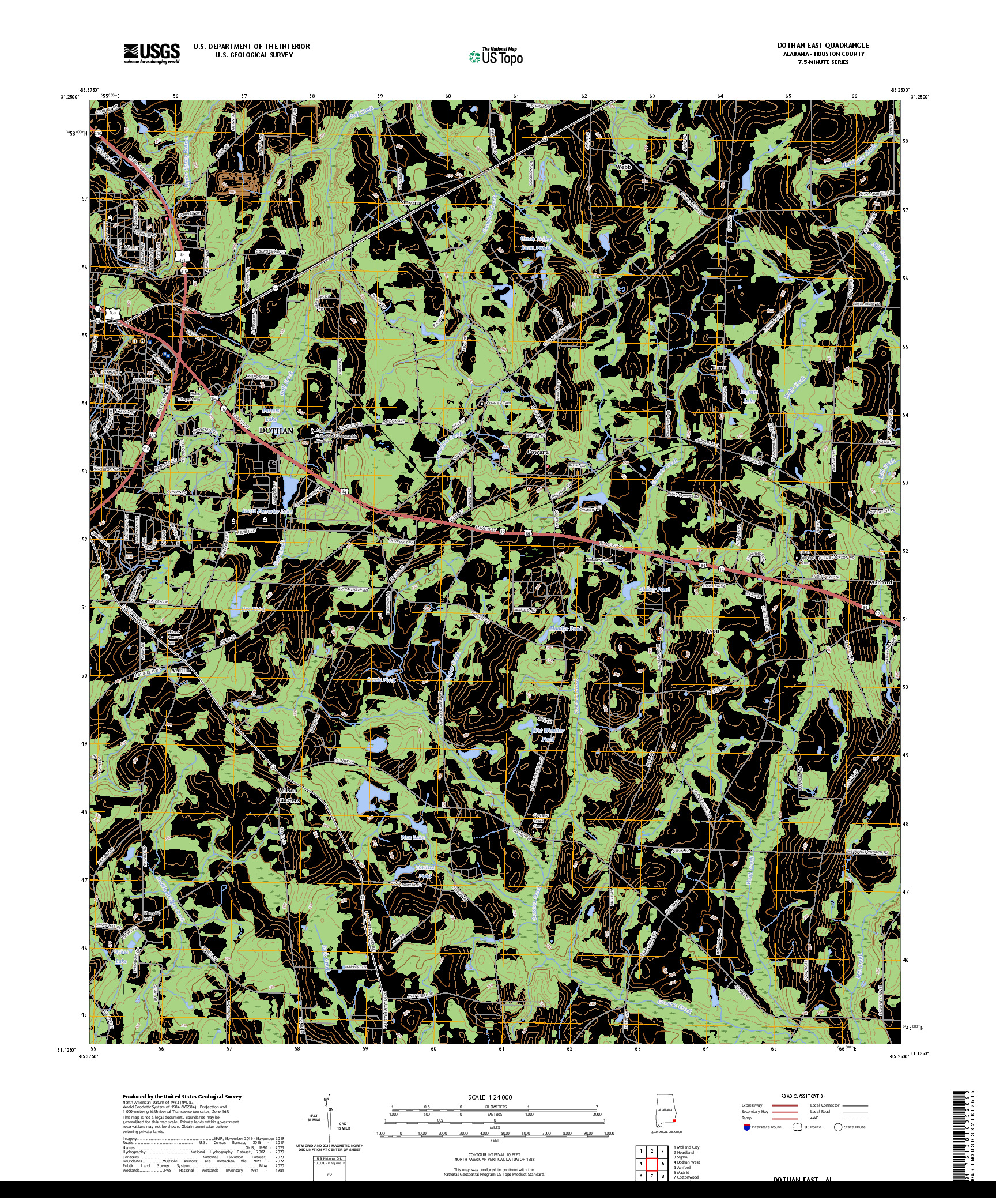 US TOPO 7.5-MINUTE MAP FOR DOTHAN EAST, AL