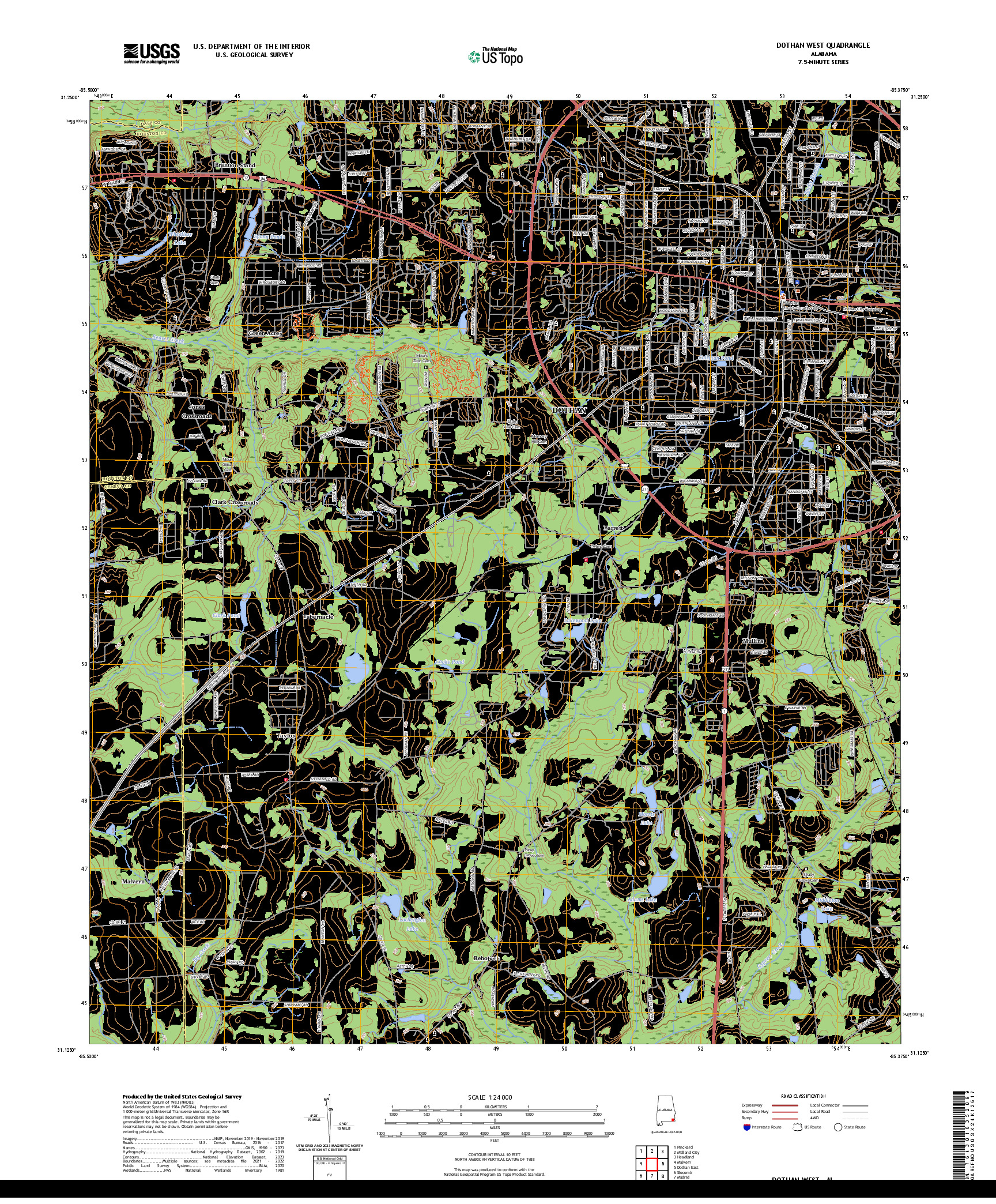 US TOPO 7.5-MINUTE MAP FOR DOTHAN WEST, AL